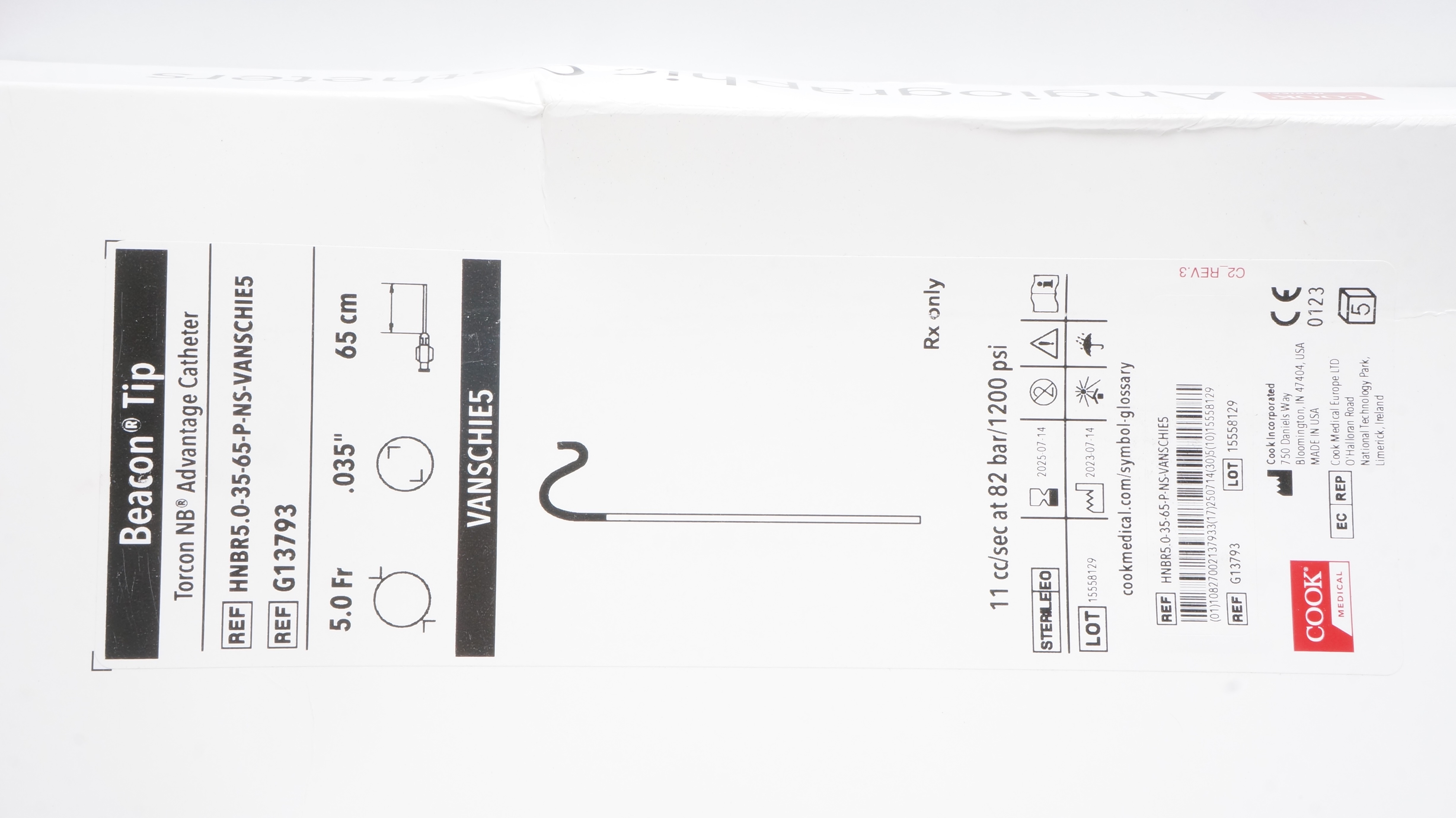 Cook Medical G13793 Torcon NB Beacon Tip Cath. 5.0Fr x .035inch x 65cm