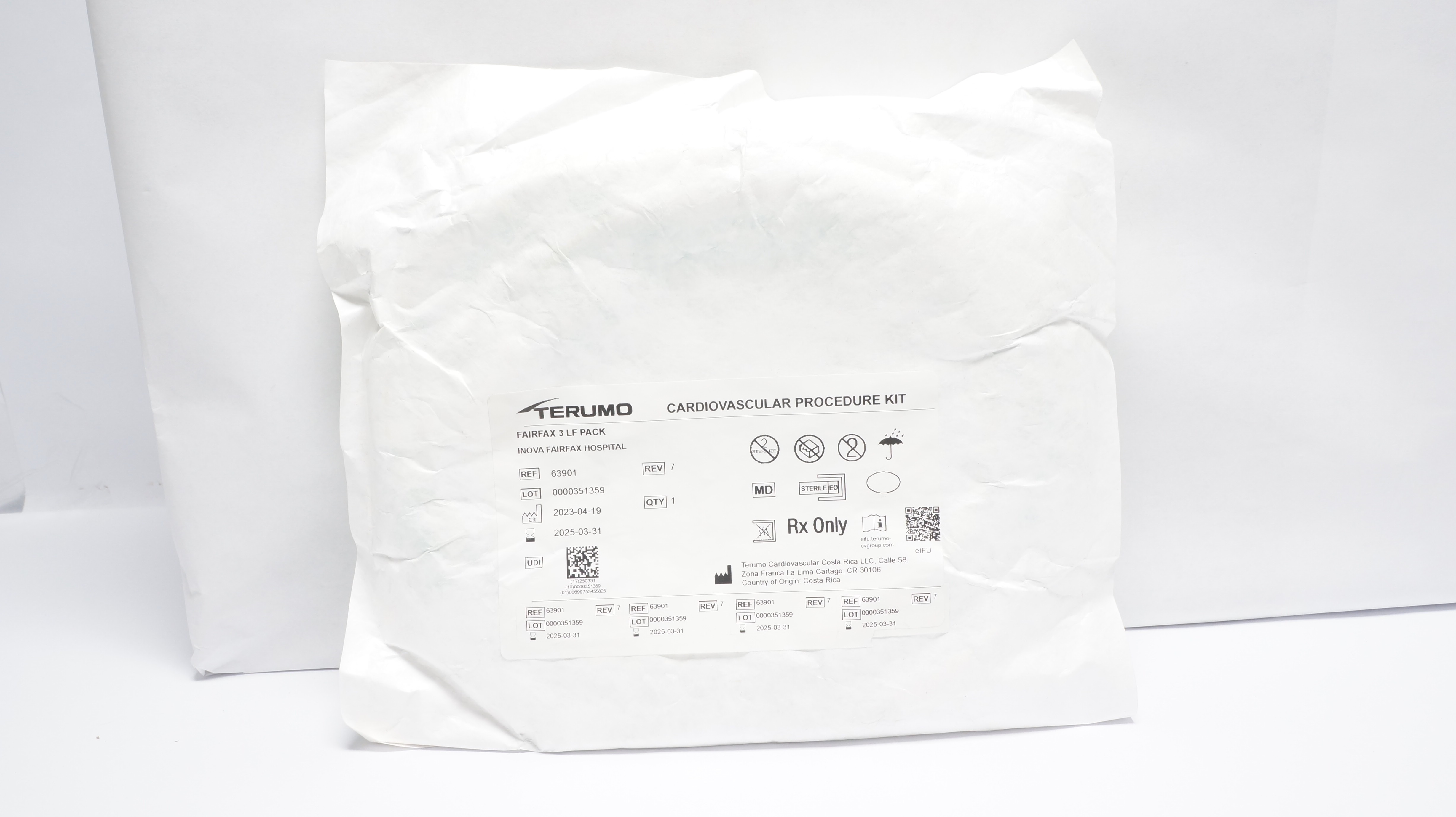 Terumo 63901 Cardiovascular Procedure Kit, Fairfax 3 LF Pack (x)