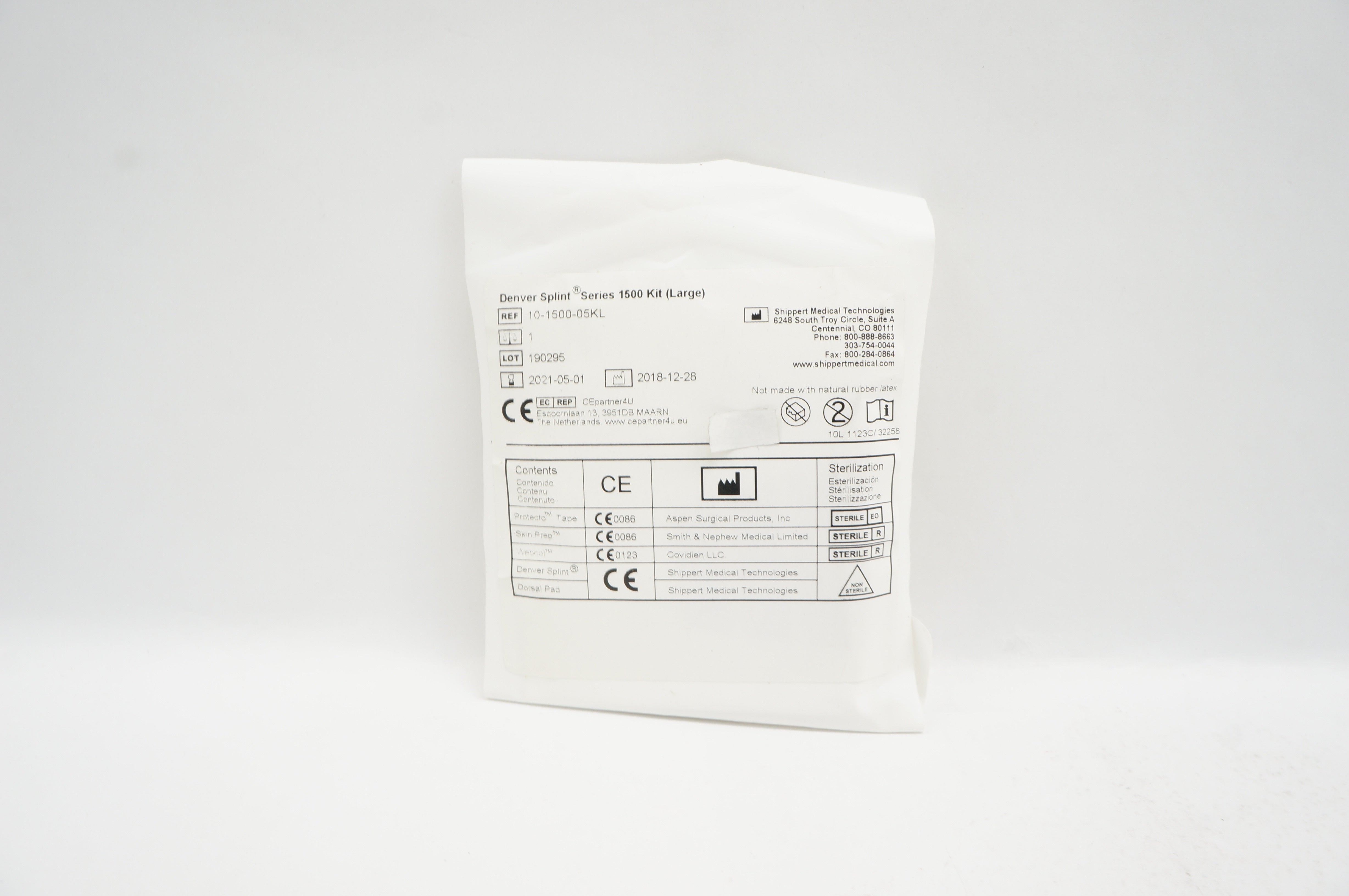 Shippert Medical 10-1500-05KL Denver Splint Series 1500 Kit, 1/Pouch Large (x)