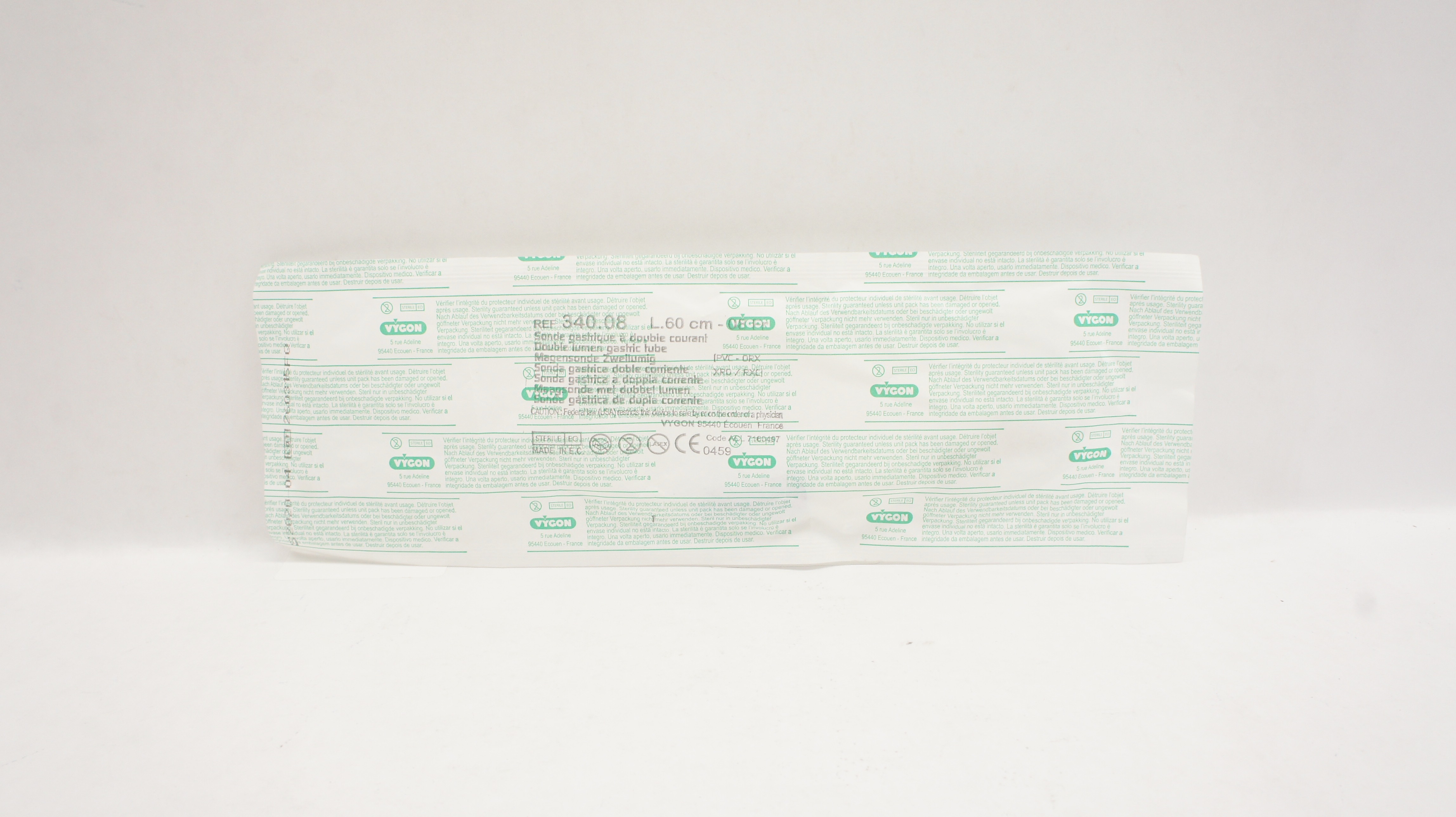 Vygon 340.08 Dual Flow Gastric Aspiration Tube PVC 08Fr x 60cm