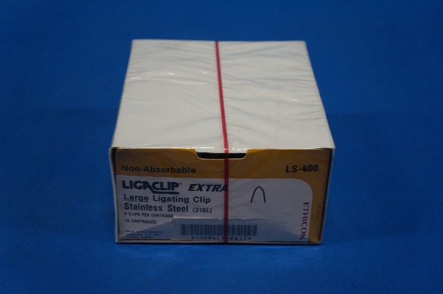Ethicon LS-400 Large Ligating Clips plus Applier 6 Clips Per Catridge ~Box of 18