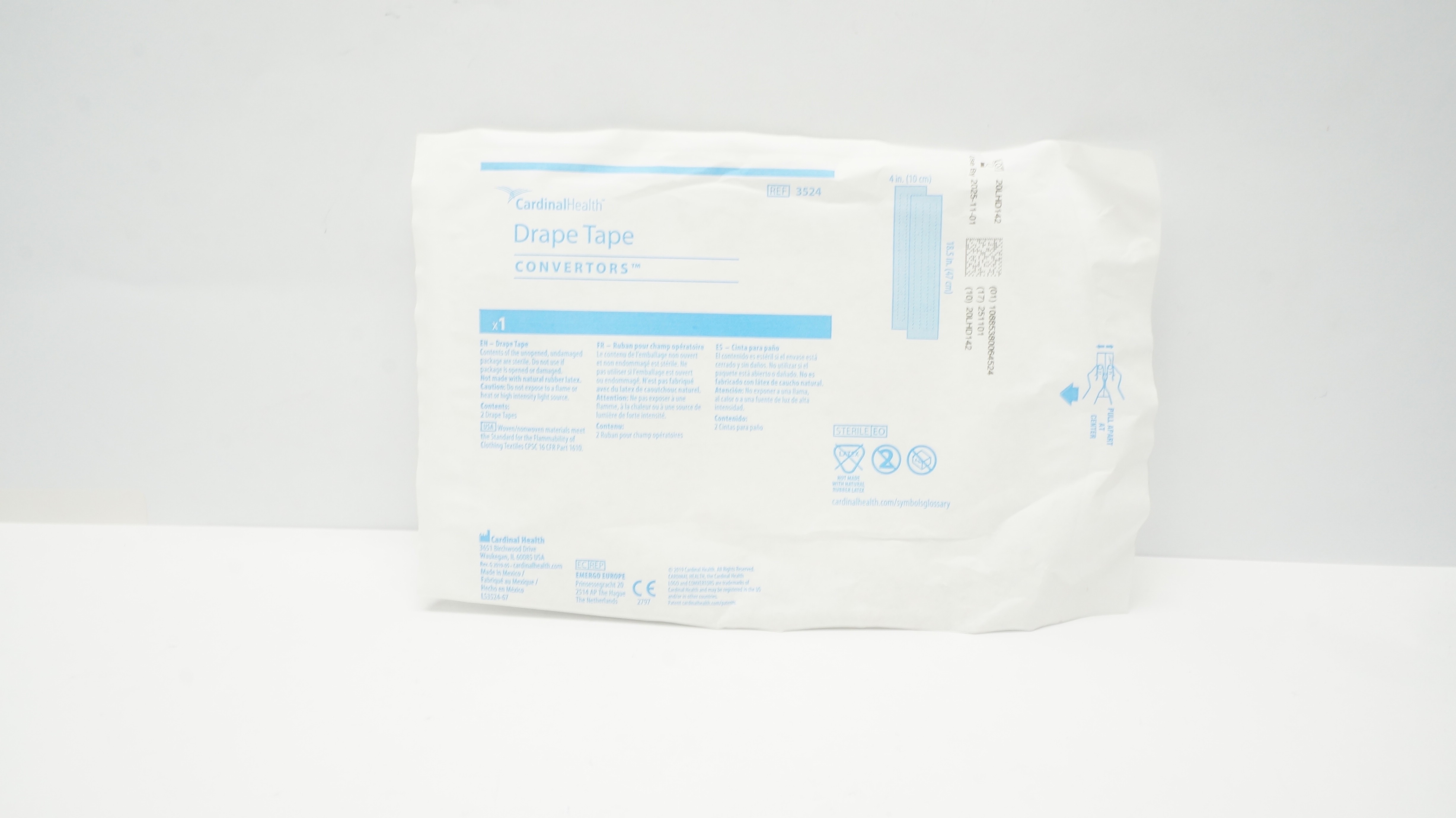 Cardinal Health 3524 Convertors Drape Tape 4inch x 18.5inch