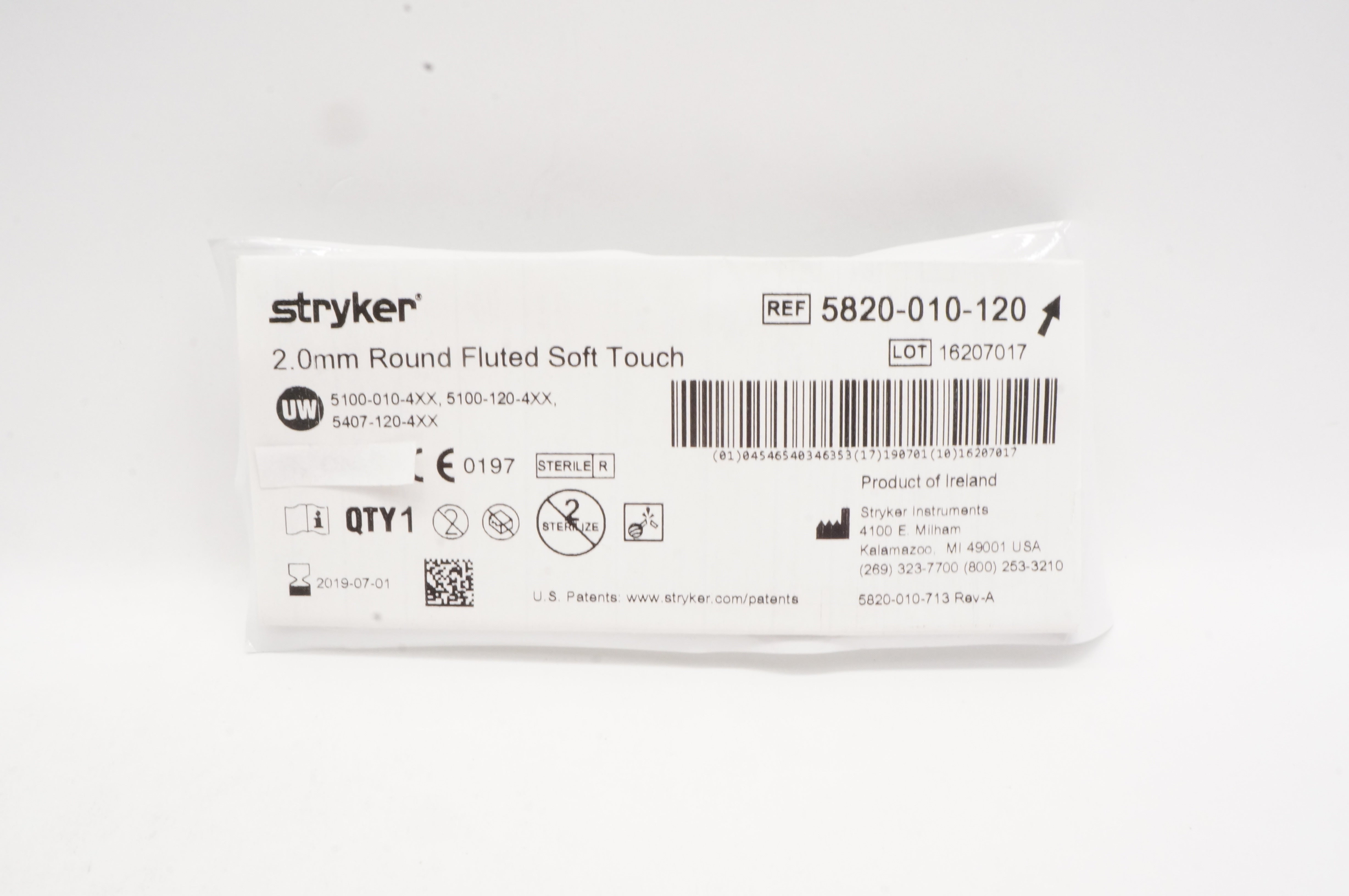 Stryker 5820-010-120 Round Fluted Soft Touch 2.0mm (x)