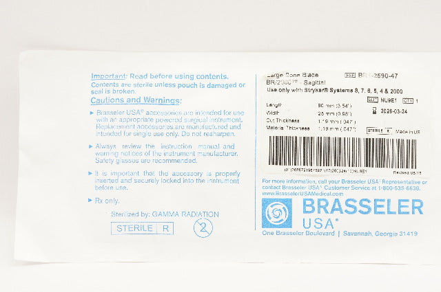 Brasseler BR1-2590-47 Large Bone Blade BR/2000 Sagittal 0.98inch x 3.54inch