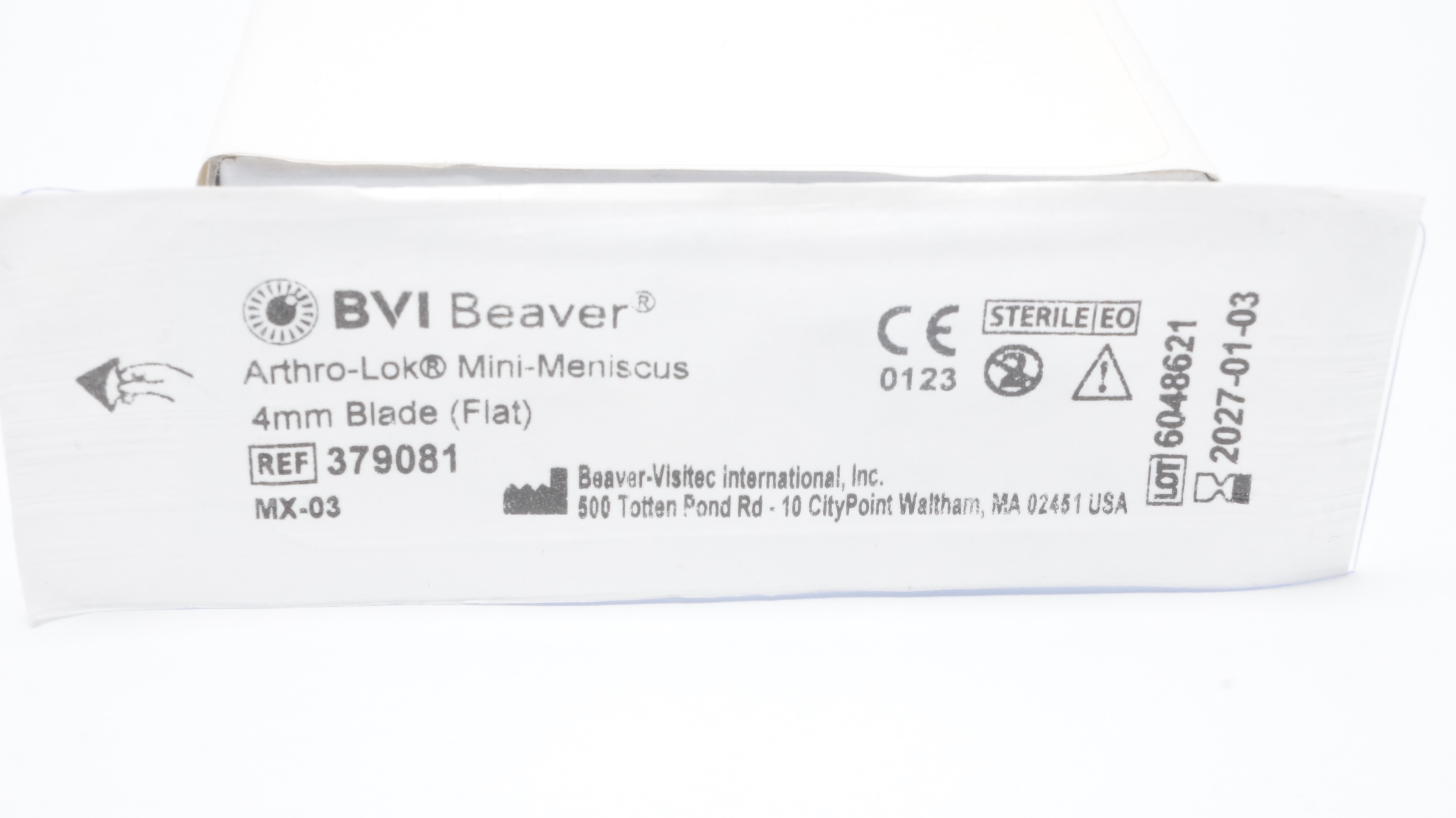 BVI Beaver Visitec 379081 Arthro-Lok Mini-Meniscus 4mm Blade Flat