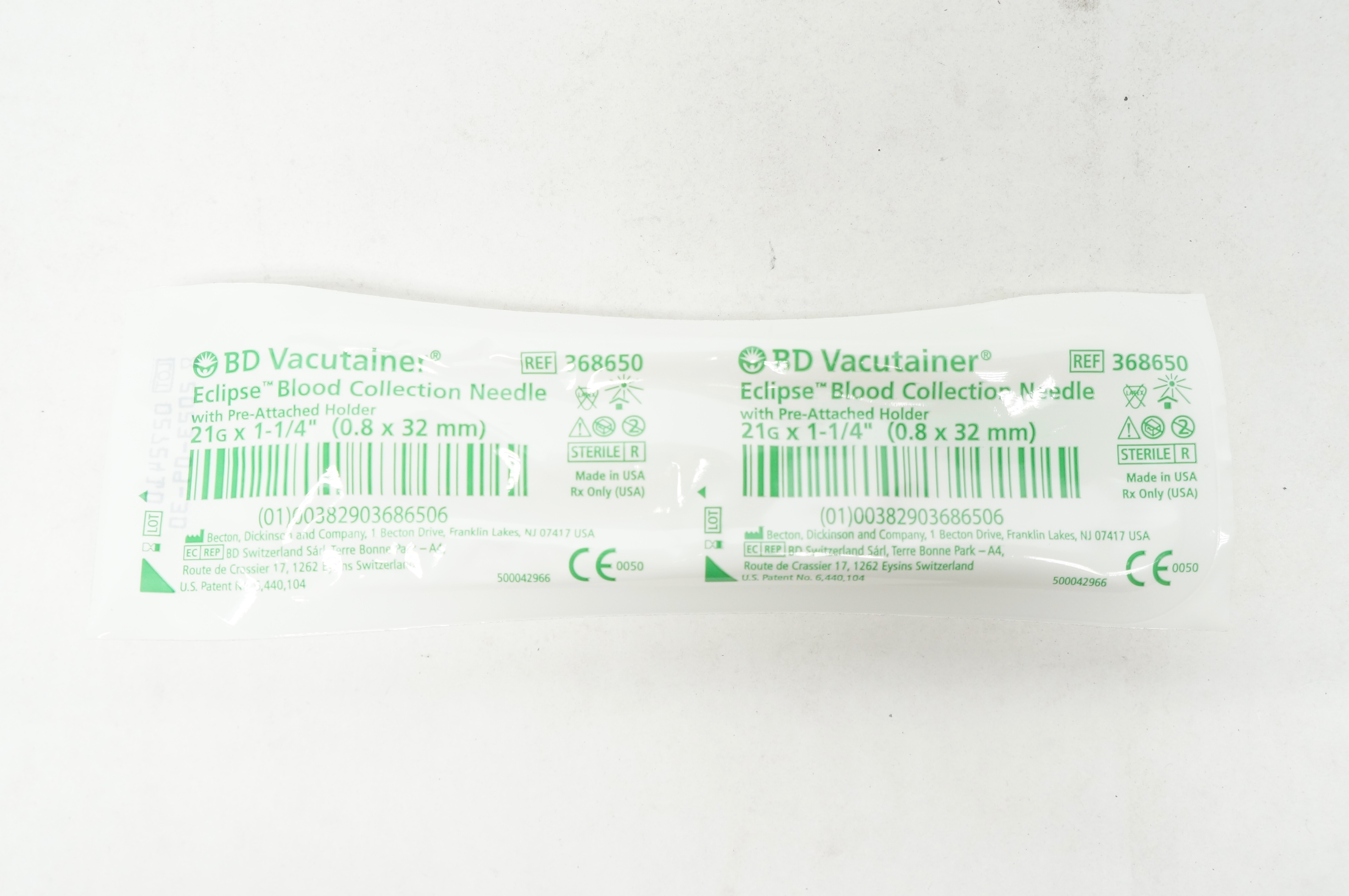 BD 368650 Vacutainer Eclipse Blood Collection Ndle 21G x 1-1/4inch