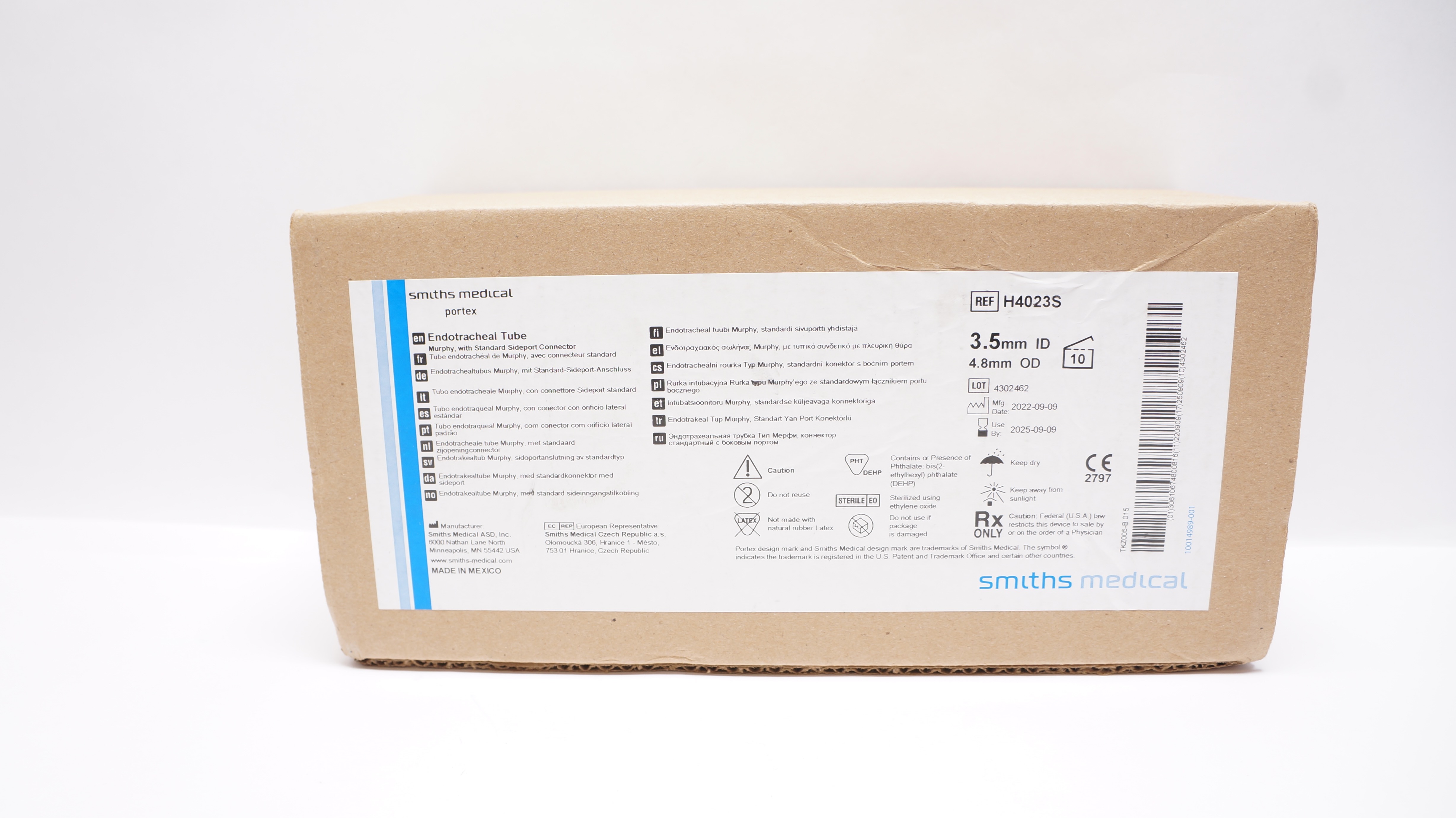 Smiths Medical H4023S Portex Endotracheal Tube 3.5 mm ID x 4.8 mm OD - Box of 10