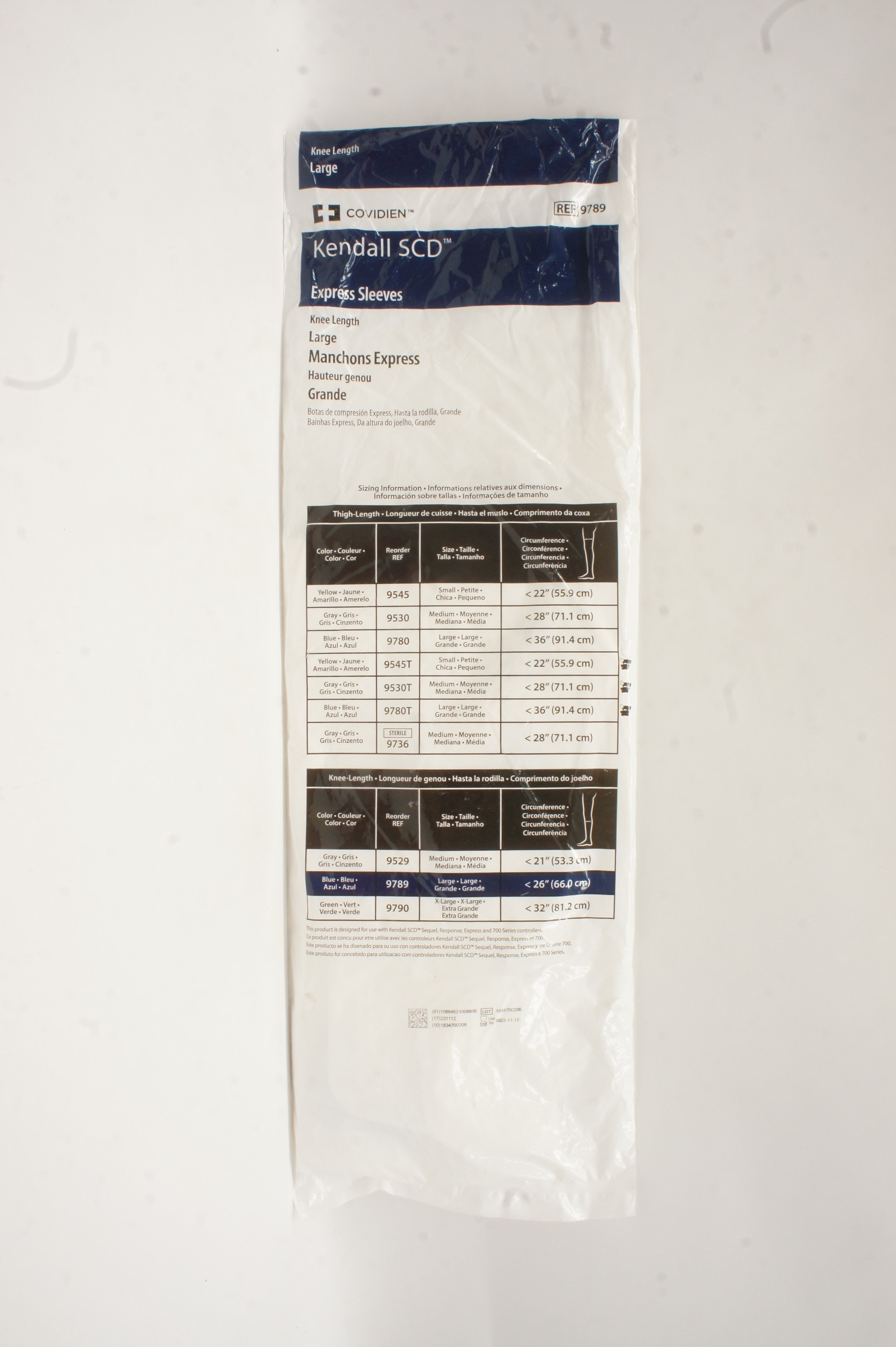 Covidien 9789 Kendall SCD Express Sleeves Knee Length, Large <26 inch