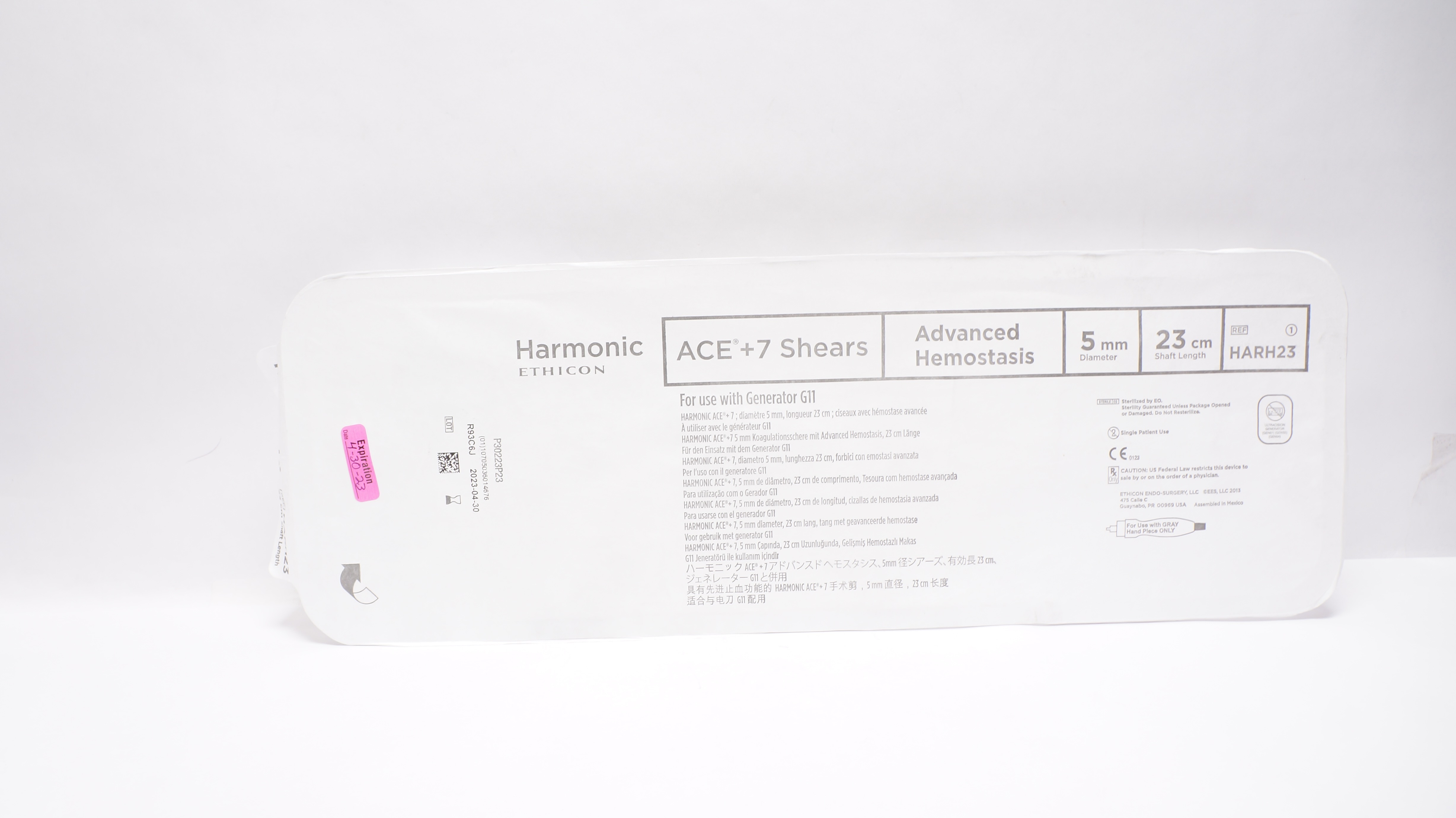 Ethicon HARH23 Harmonic ACE+7 Shears with Advanced Hemostasis 5mm x 23cm (x)