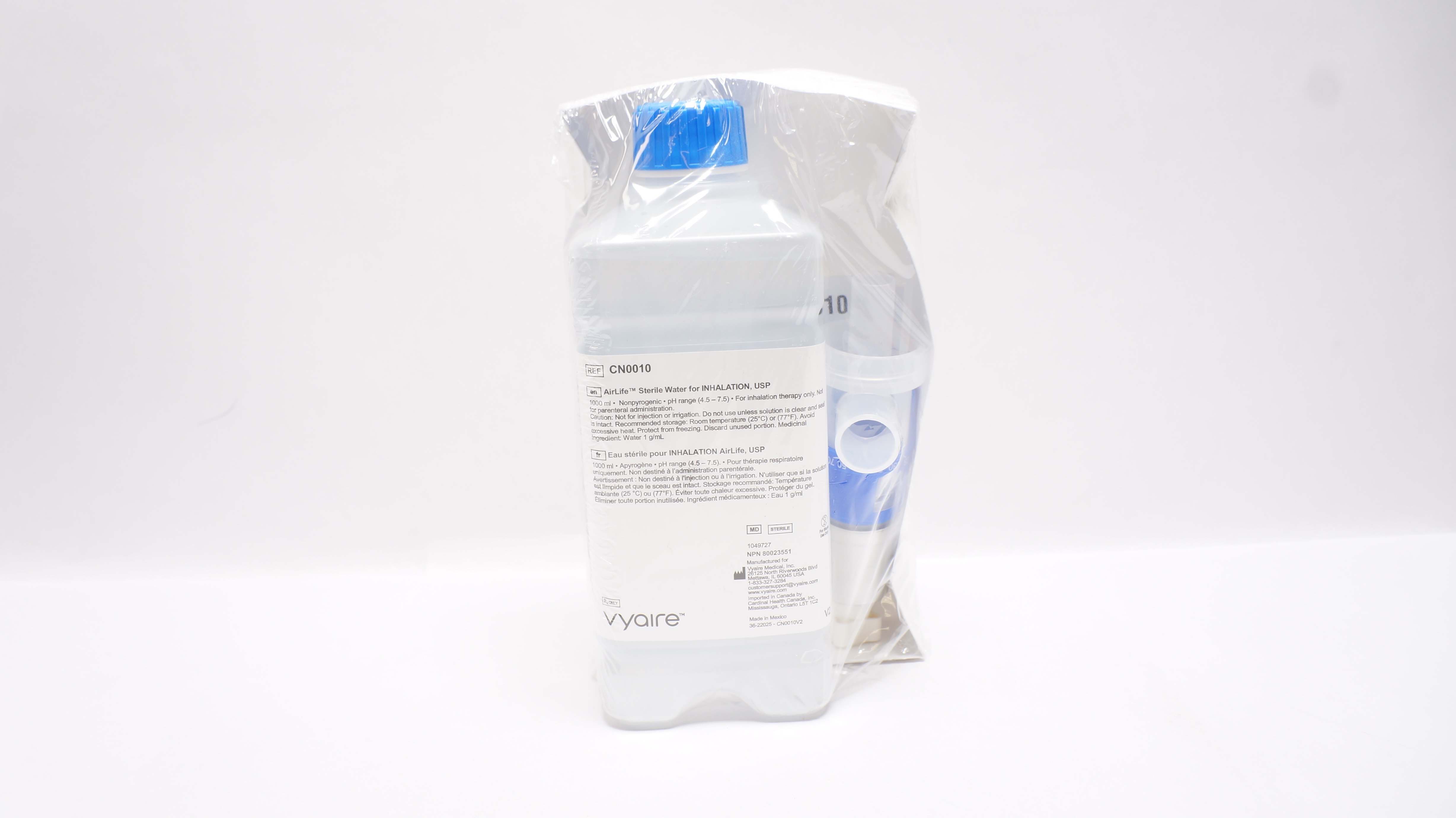Vyaire CN0010 AirLife Sterile Water for Inhalation, USP, 1000mL
