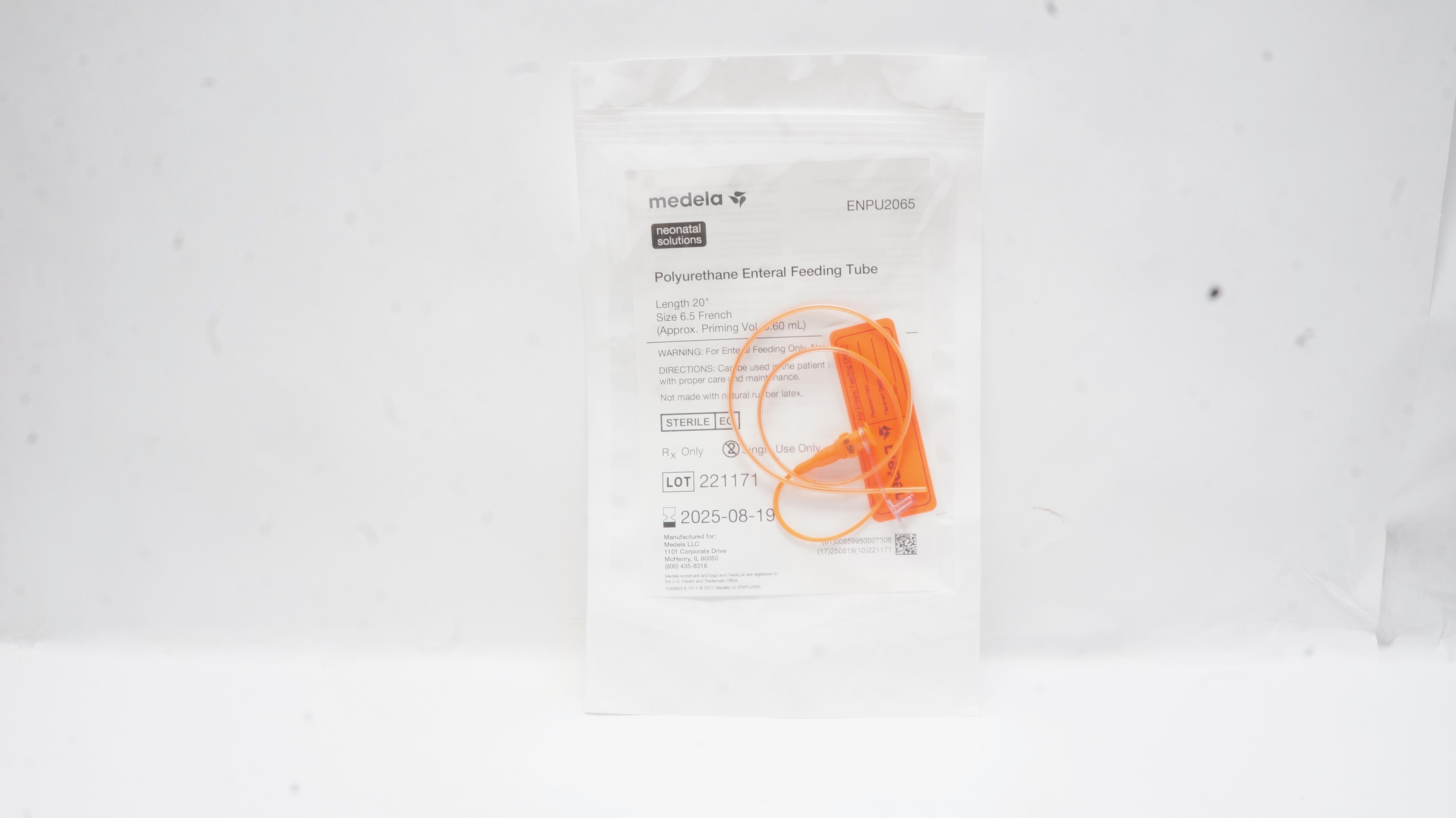 Medela ENPU2065 Polyurethane Enteral Feeding Tube Length 20inch, Size 6.5Fr.