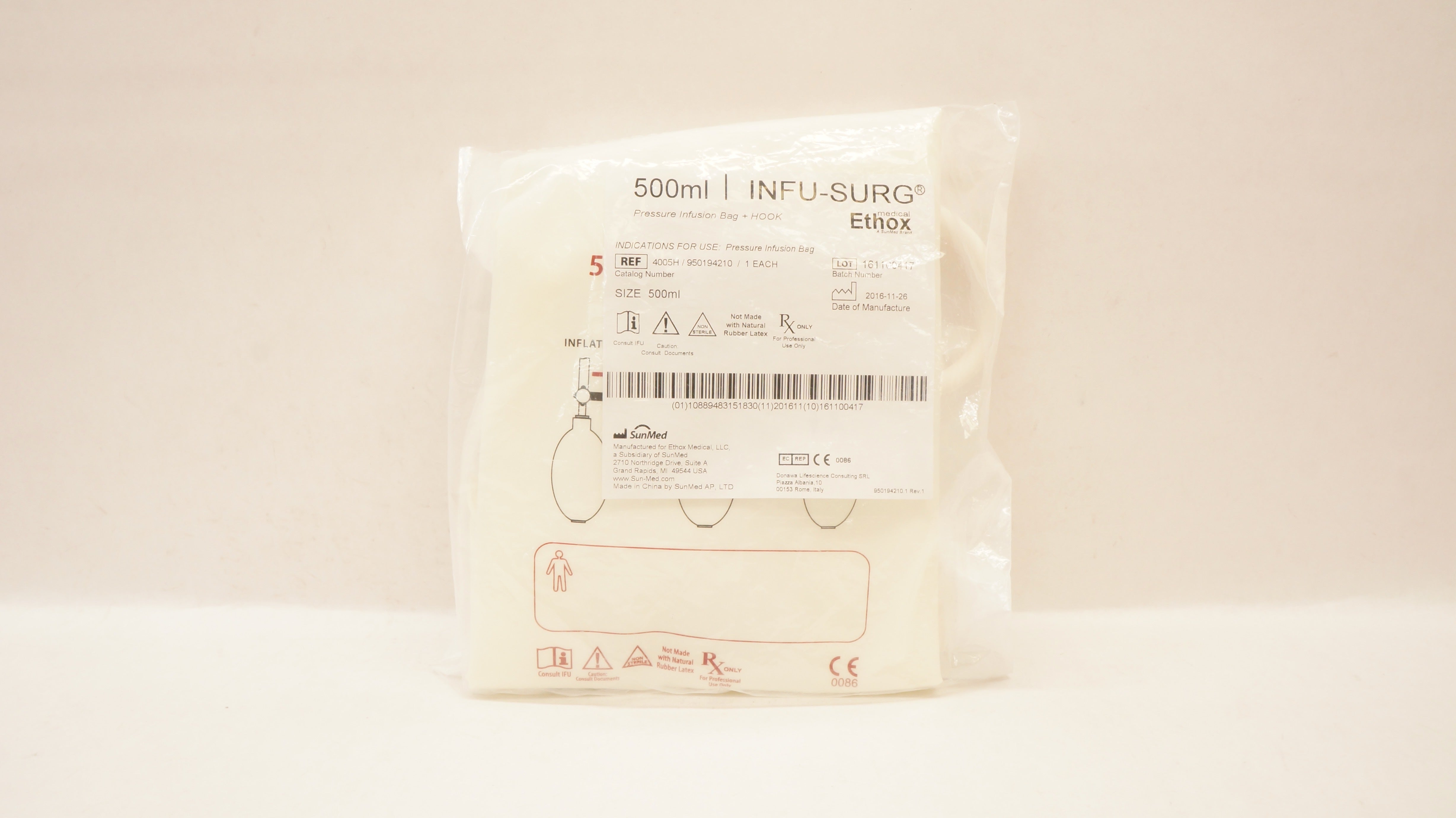 Sun-Med 4005H/950194210 Ethox Infu-Surg Pressure Infusion Bag 500ml