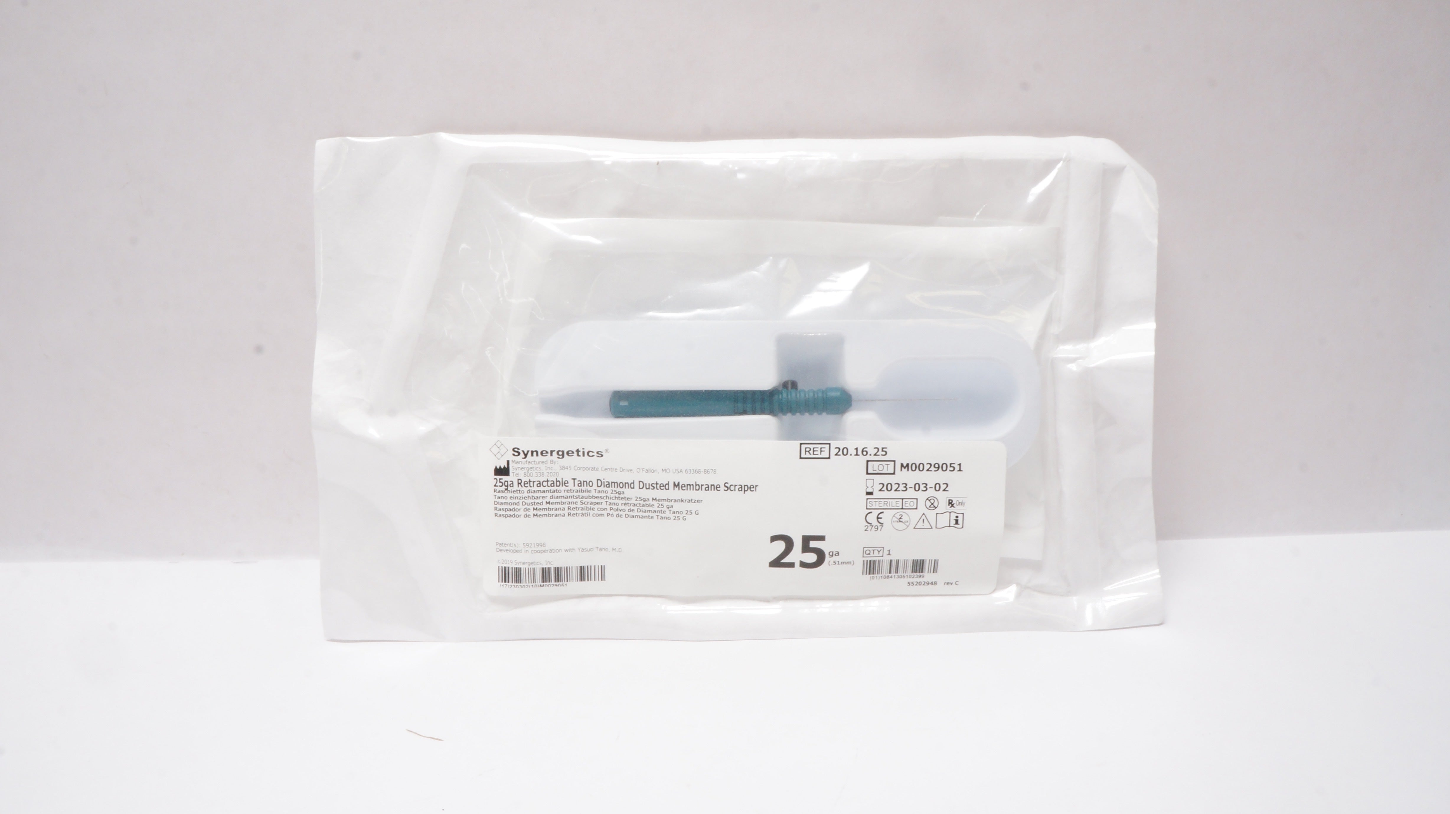 Synergetics 20.16.25 Retractable Tano Diamond Dusted Membrane Scarper 25Ga (x)