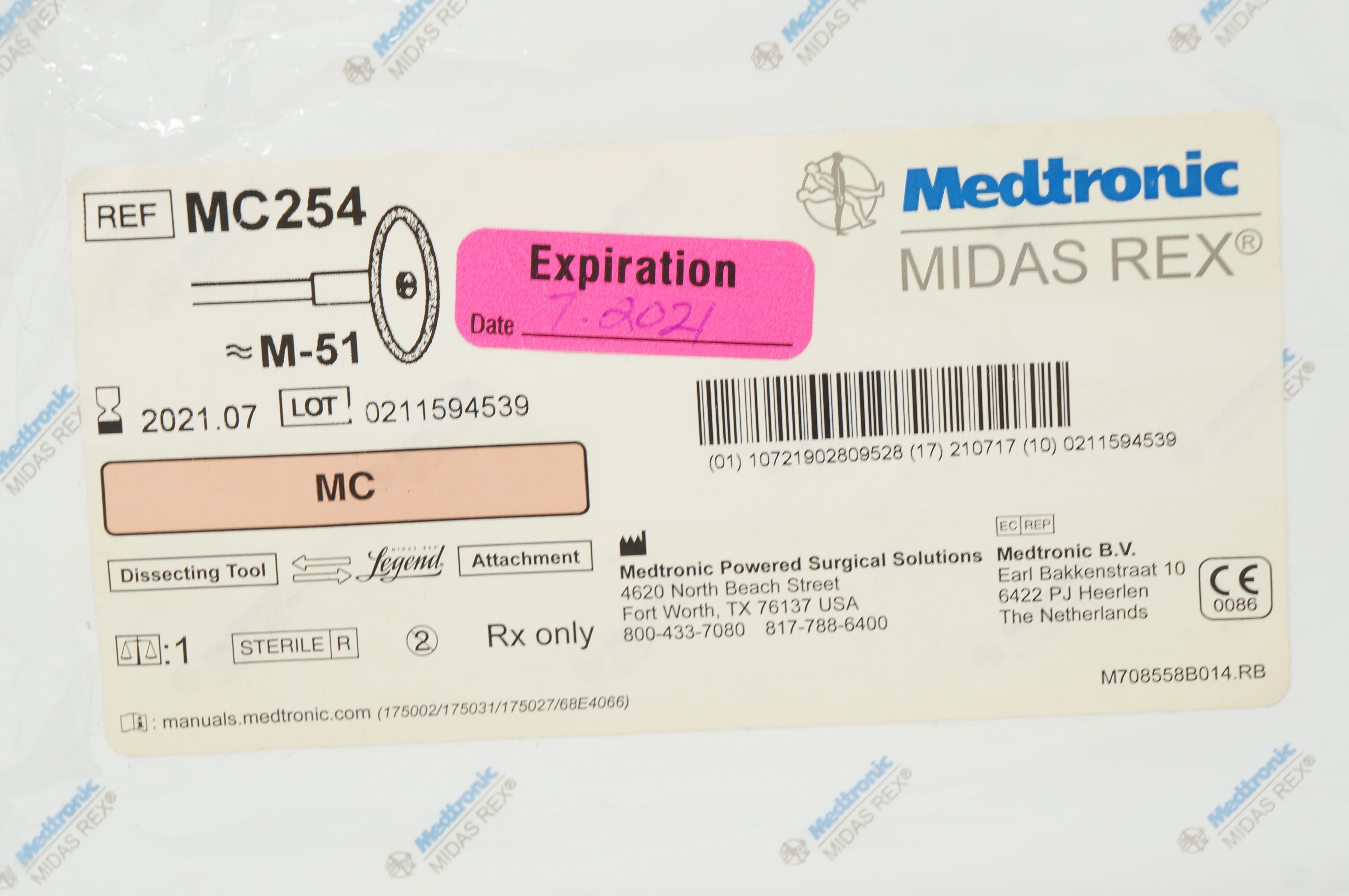 Medtronic MC254 Midas Rex MC Legend Dissecting Tool M-51 (x)