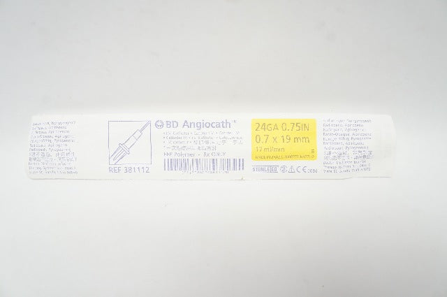 BD 381112 Angiocath I.V. Cath. 24GA x 0.75inch 17ml/min (x)