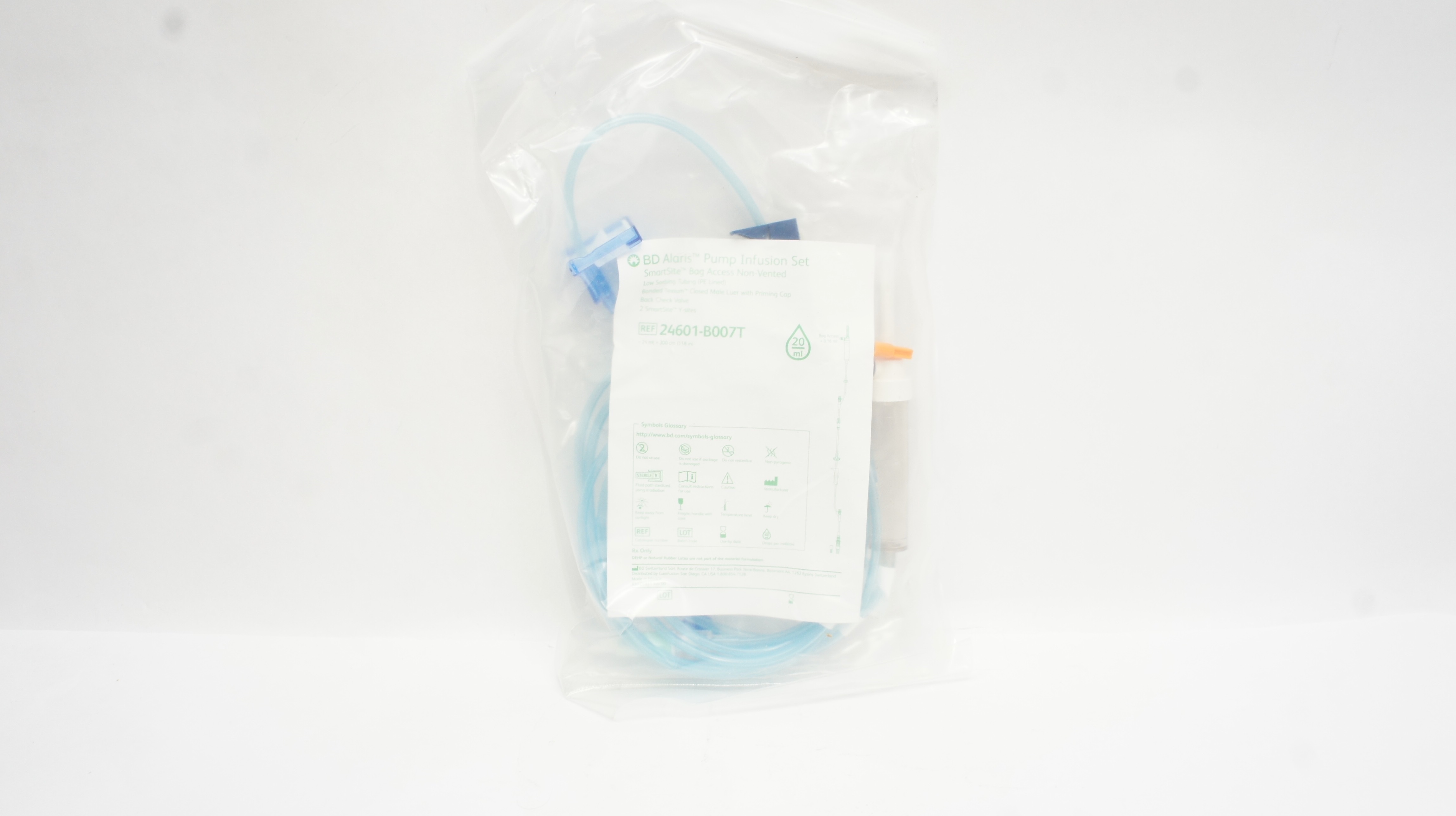 BD 24601-B007T Alaris Pump Infusion Set SmartSite Bag Access 24ml x 118inch 20mL