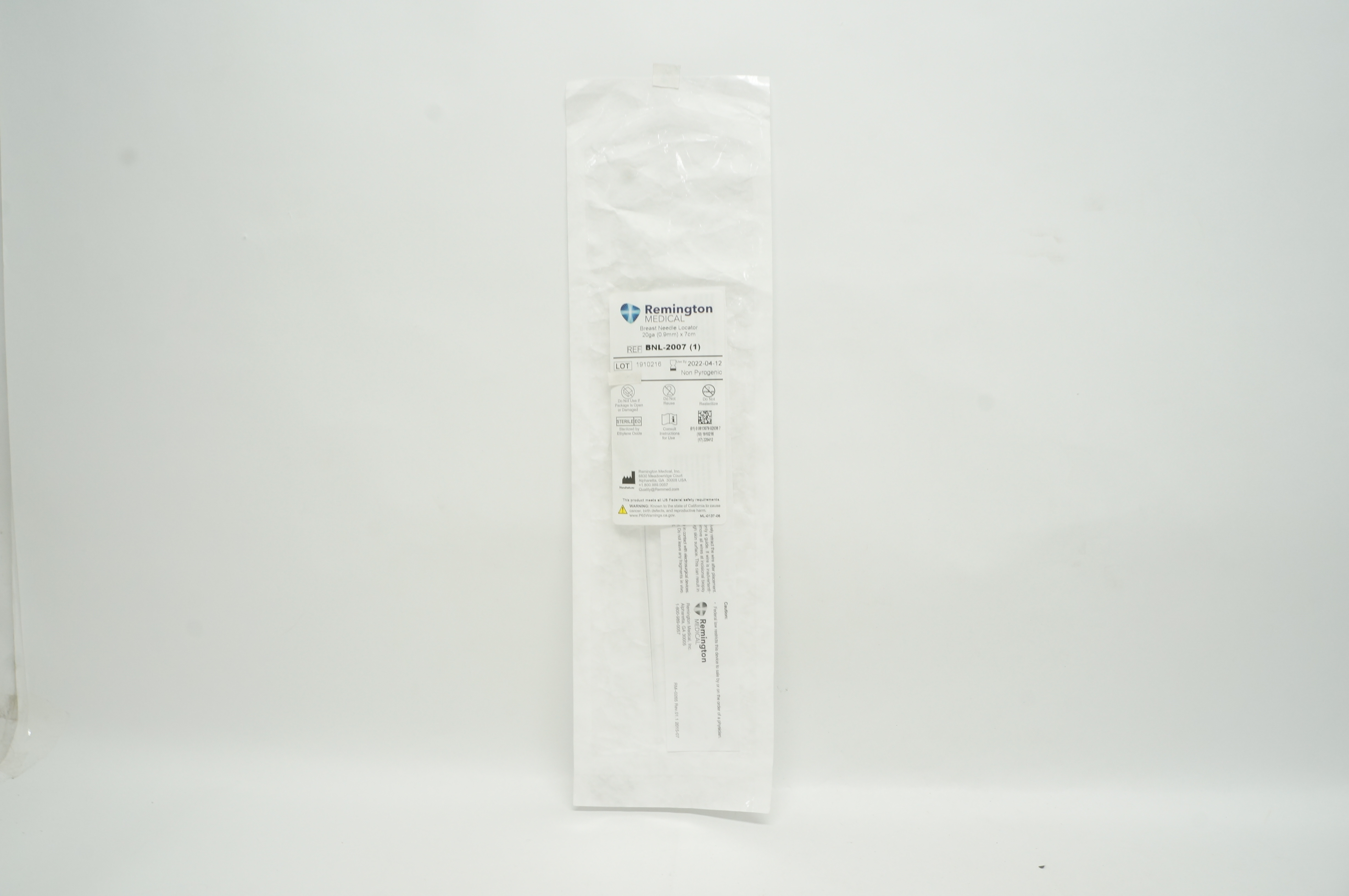 Remington Medical BNL-2007 Breast Ndle Locator 20ga x 7cm