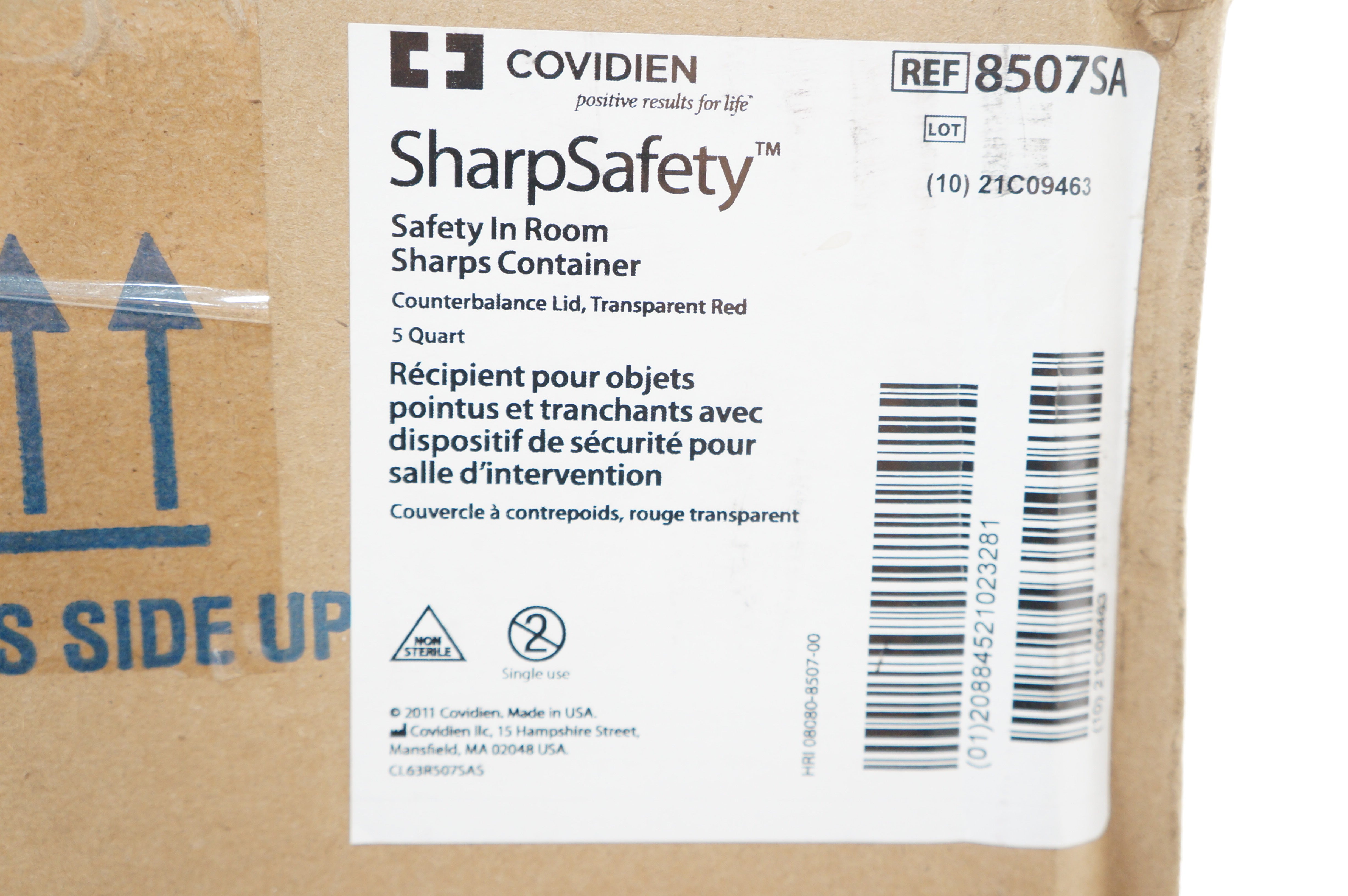 Covidien 8507SA SharpSafety Safety In Room Sharps Container 5 Quart