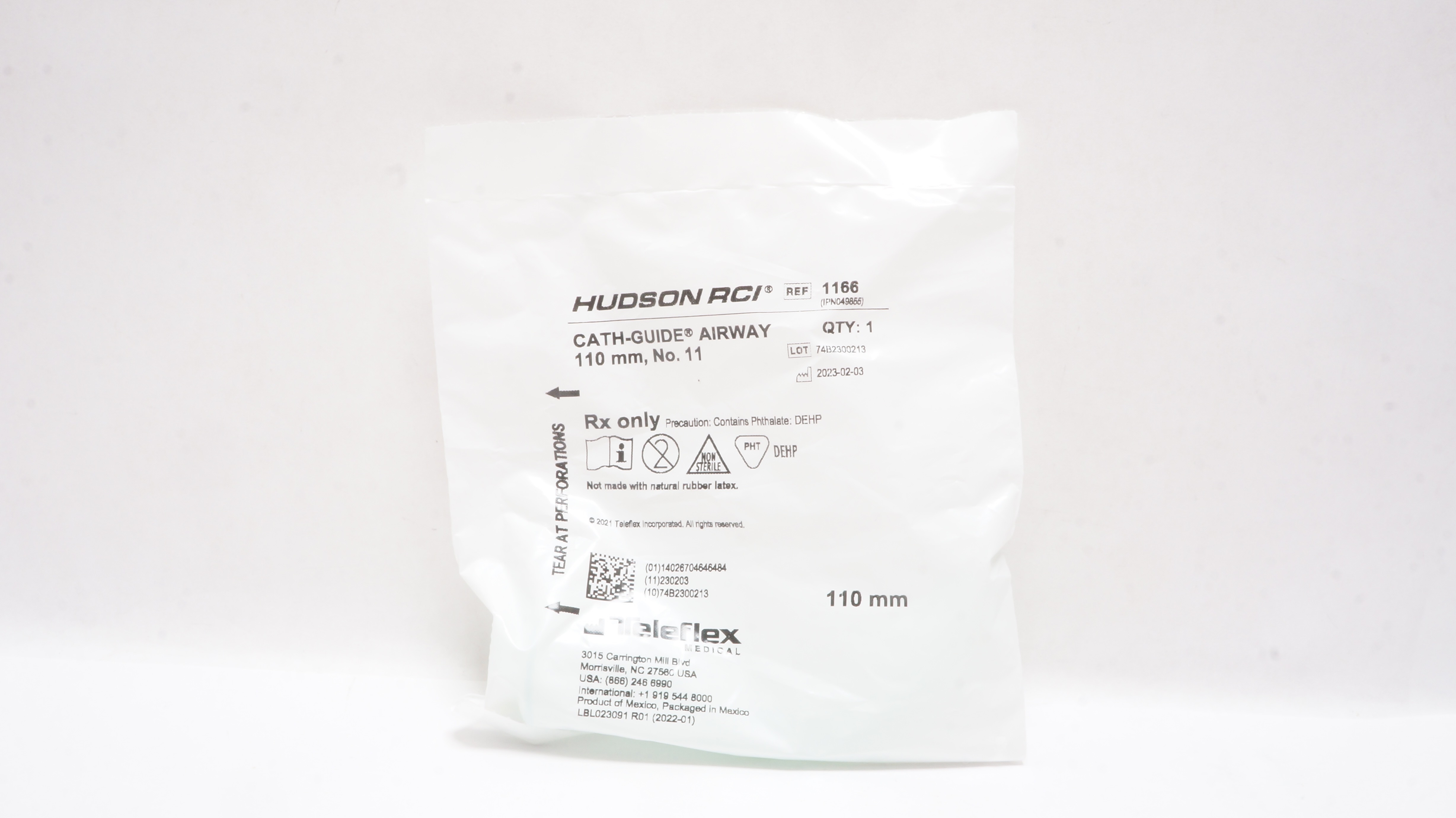 Teleflex 1166 Hudson RCI Cath-Guide Airway 110mm, No. 11
