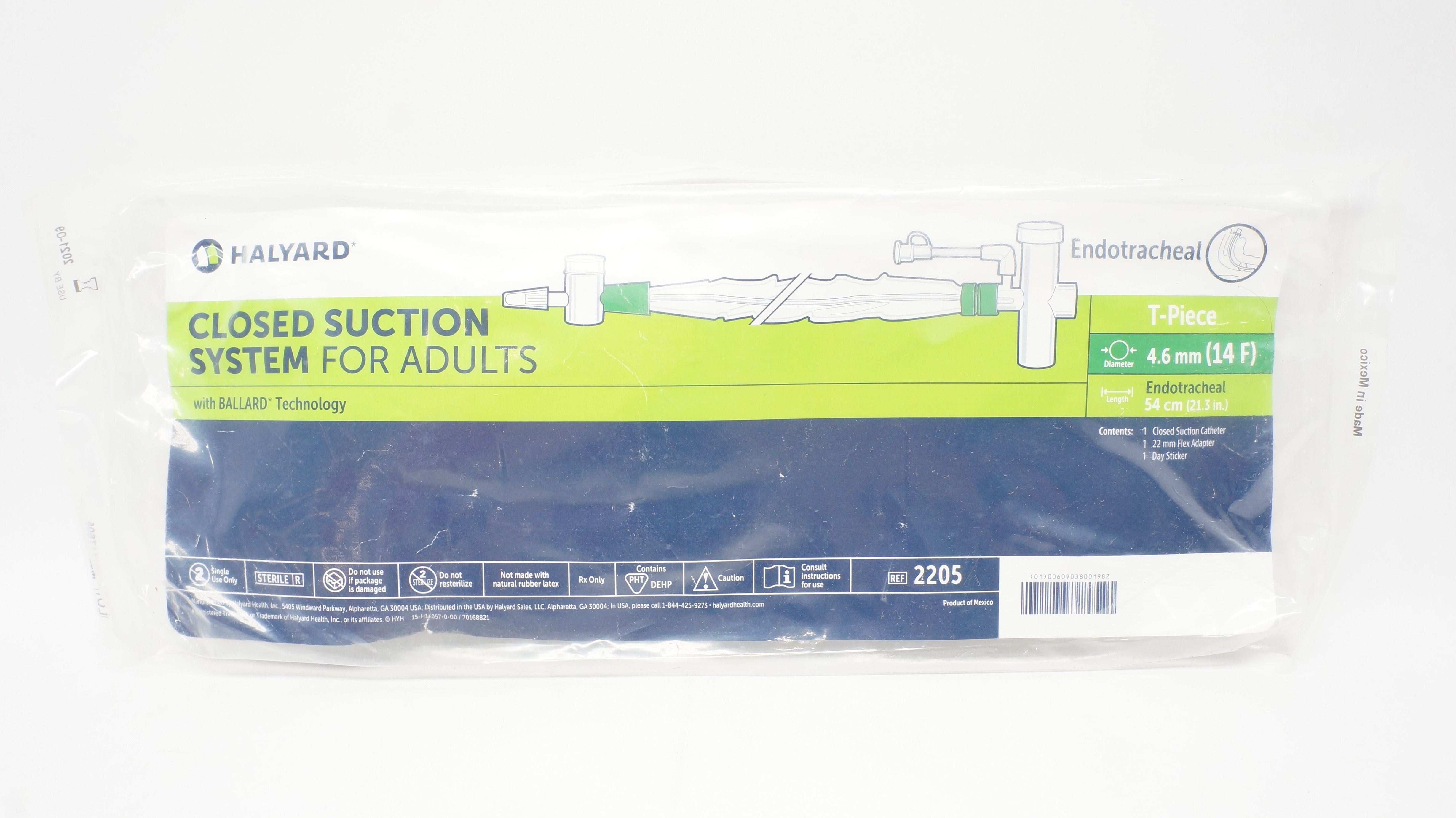 Halyard 2205 Endotracheal Closed Suction System For Adults 14F x 21.3 inch (x)