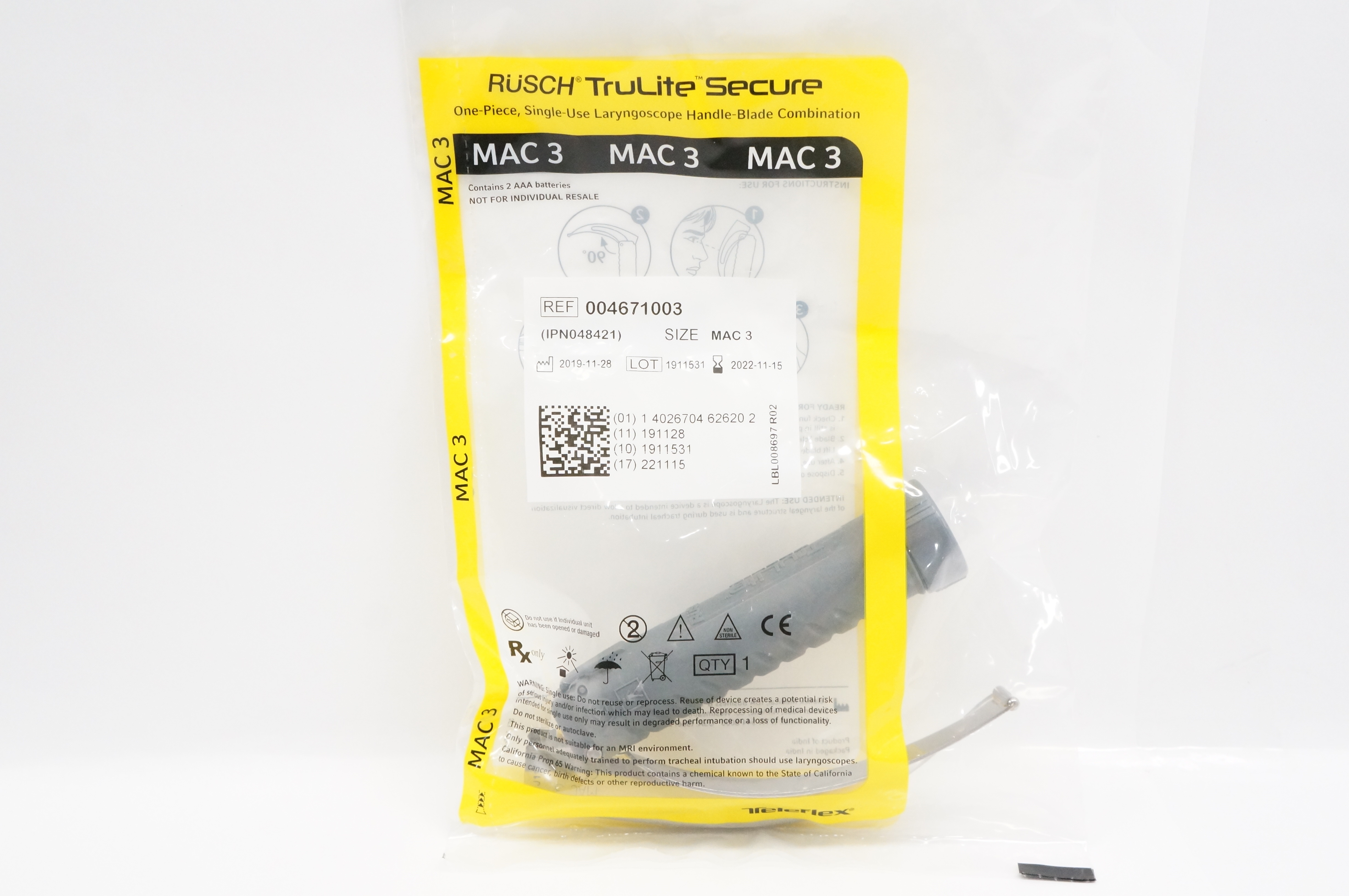 Teleflex 004671003 Rusch TruLite Laryngoscope Handle-Blade Combination MAC 3 (x)