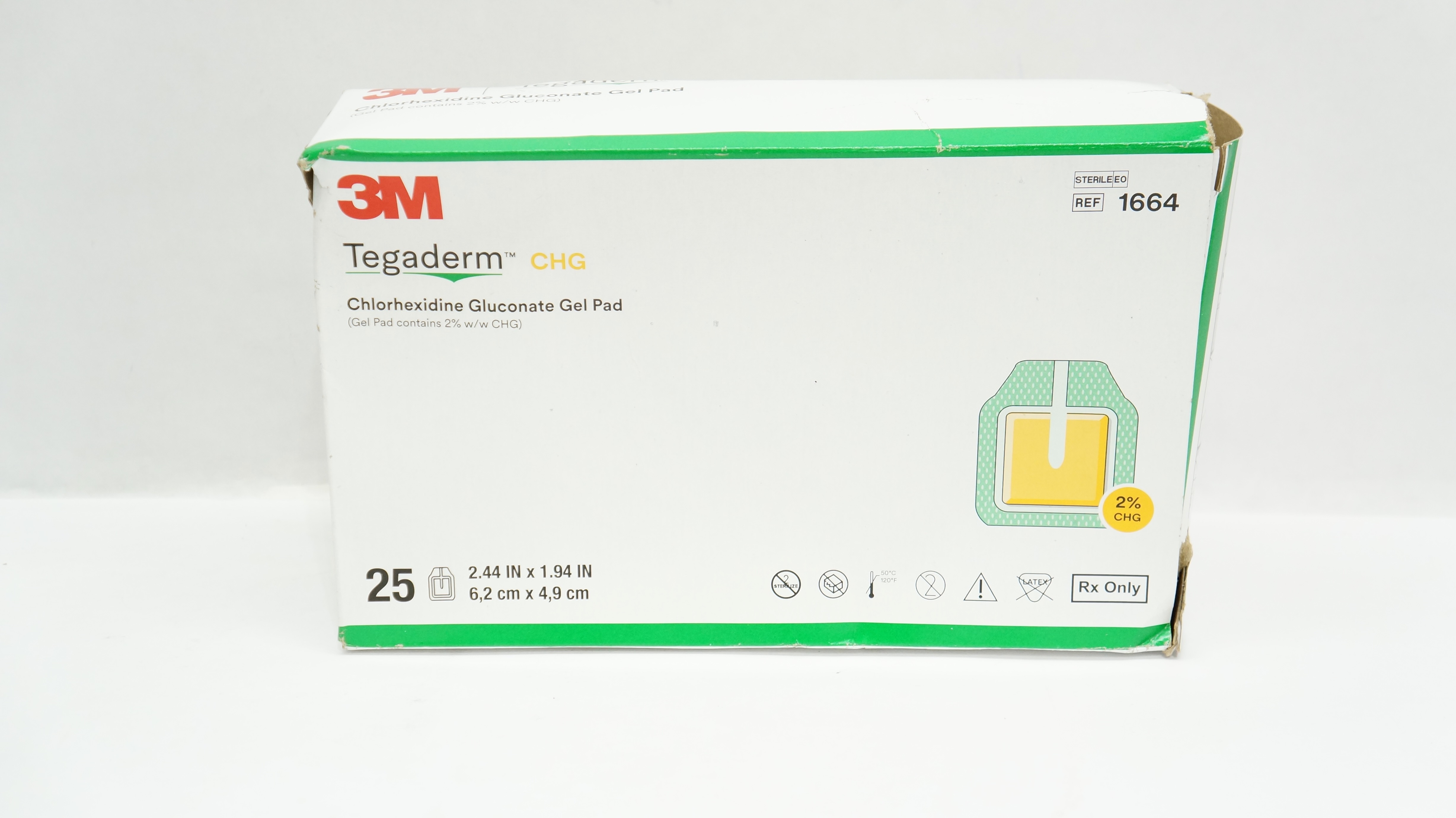 3M 1664 Tegaderm Chlorhexidine Gluconate Gel Pad 2.44inch x 1.94inch - Box of 25