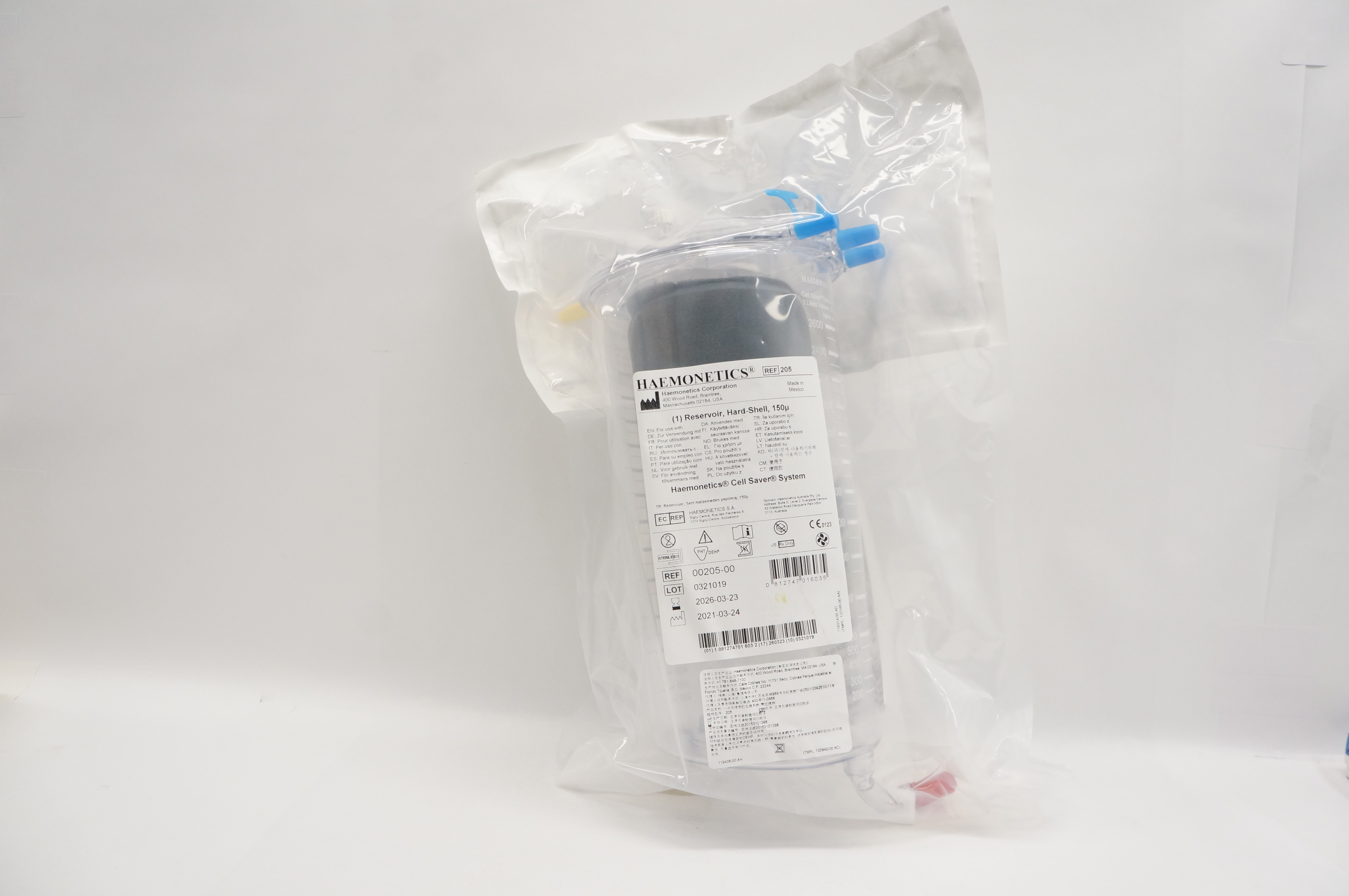 Haemonetics 00205-00 Cell Saver System Reservoir Hard Shell 150µ