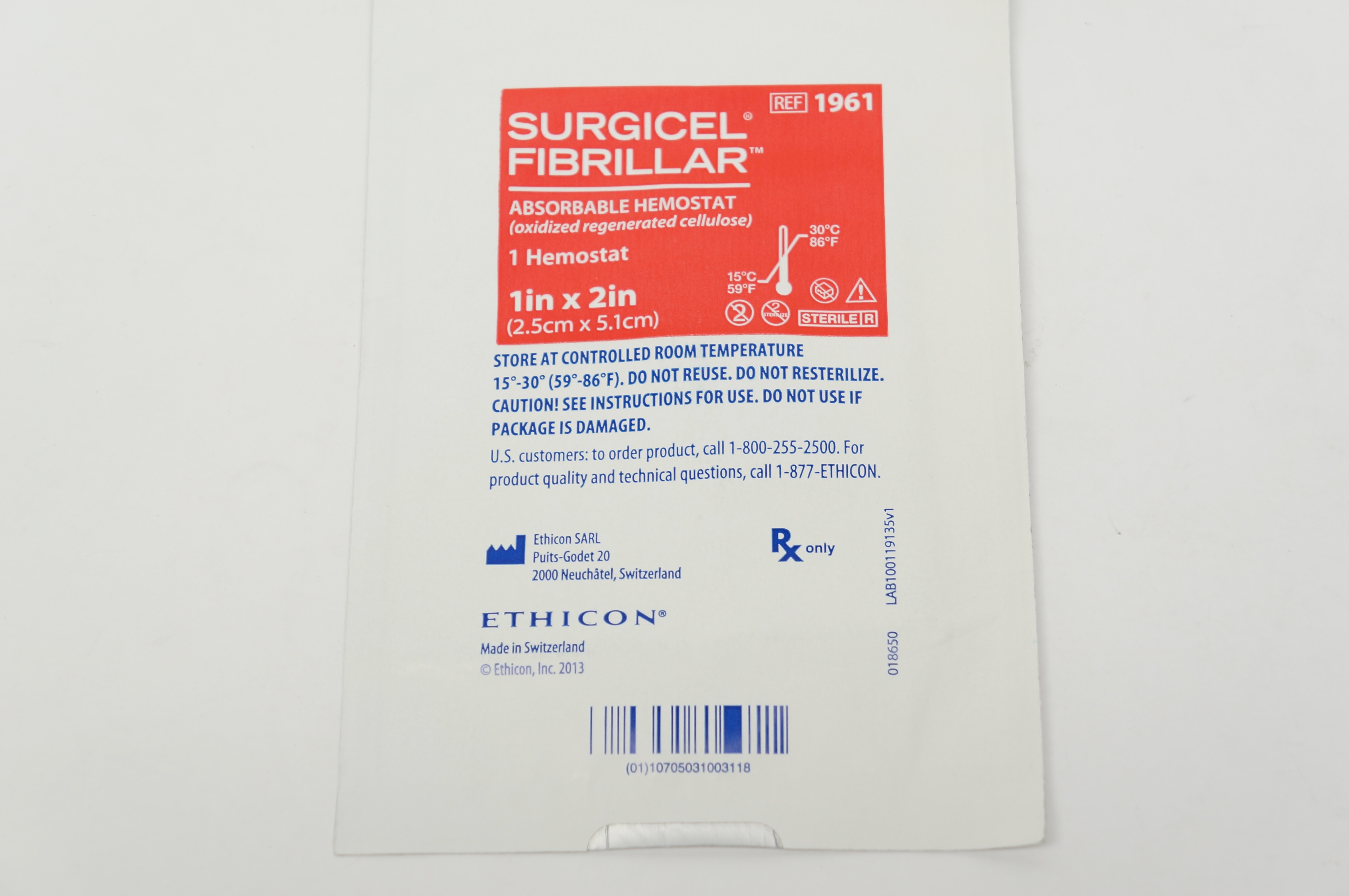 Ethicon 1961 Surgicel Fibrillar Absorbable Hemostat 1inch x 2inch (x)