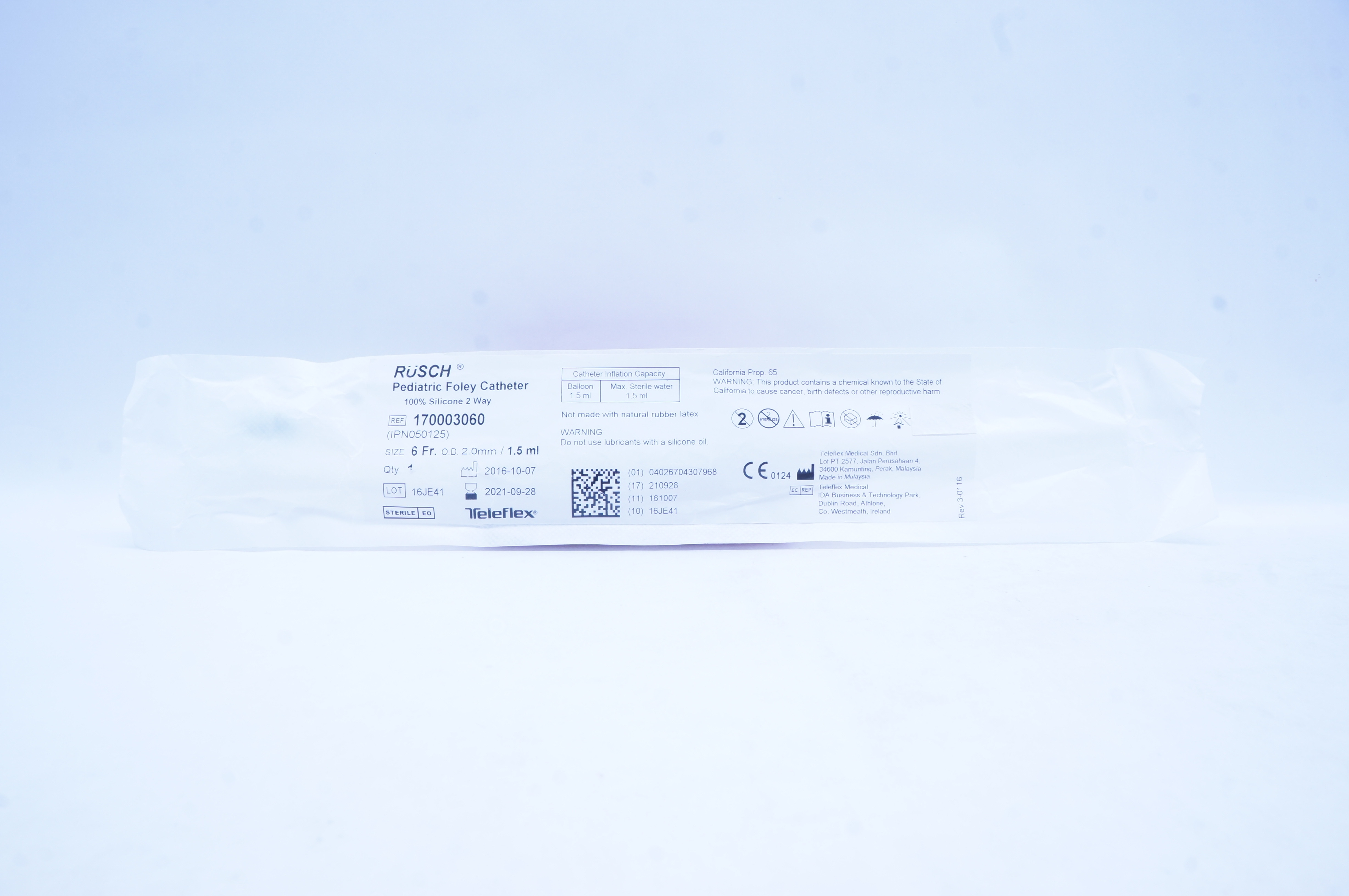 Teleflex 170003060 RUSCH Pediatric Foley Cath. 6Fr. x 1.5ml