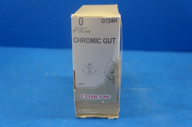 Ethicon G124H 0 CHROMIC GUT, SH 26mm 1/2c Taper, 27 -Box of 36