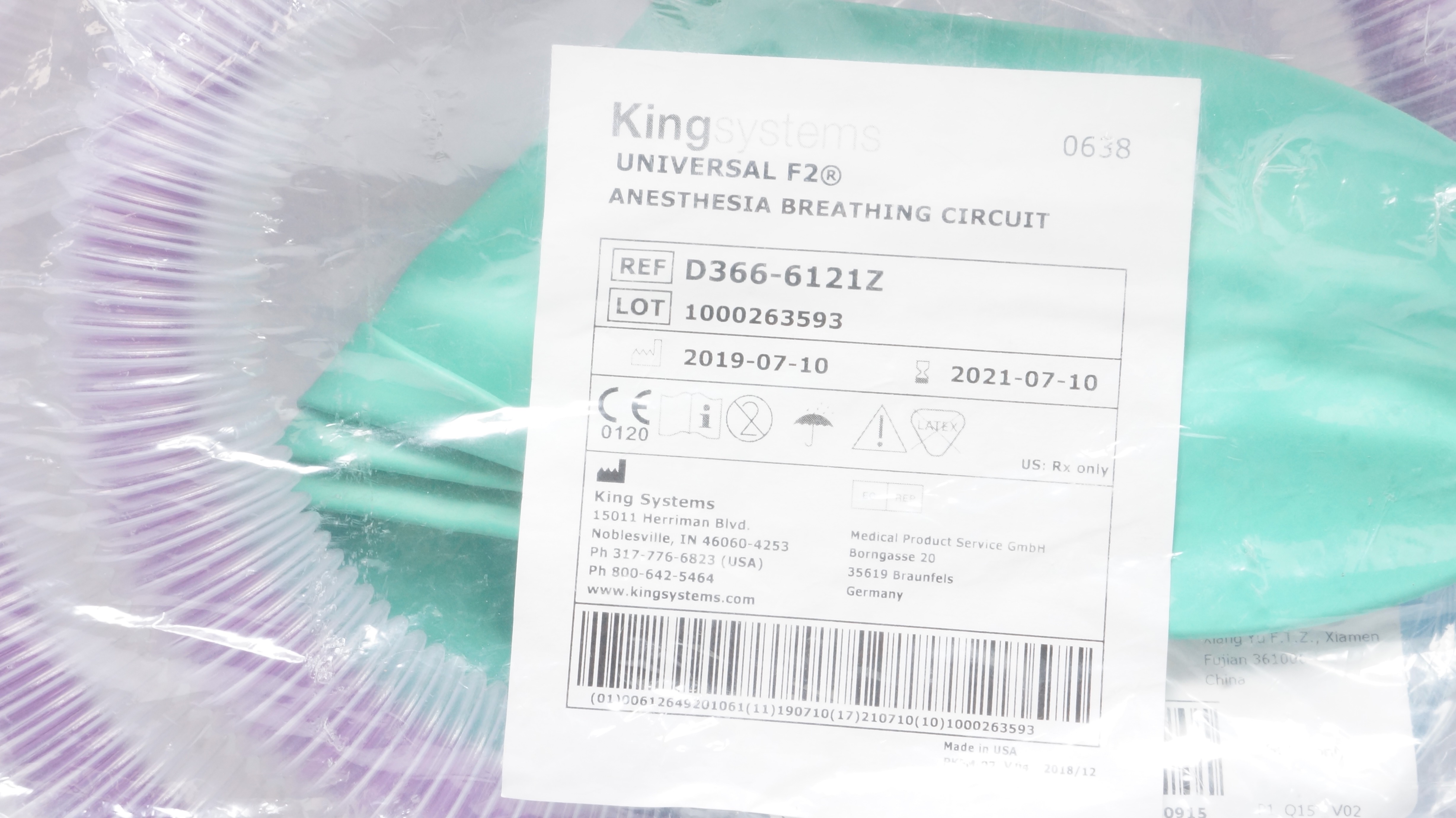KingSystems D366-6121Z Universal F2 Breathing Circuit (x)