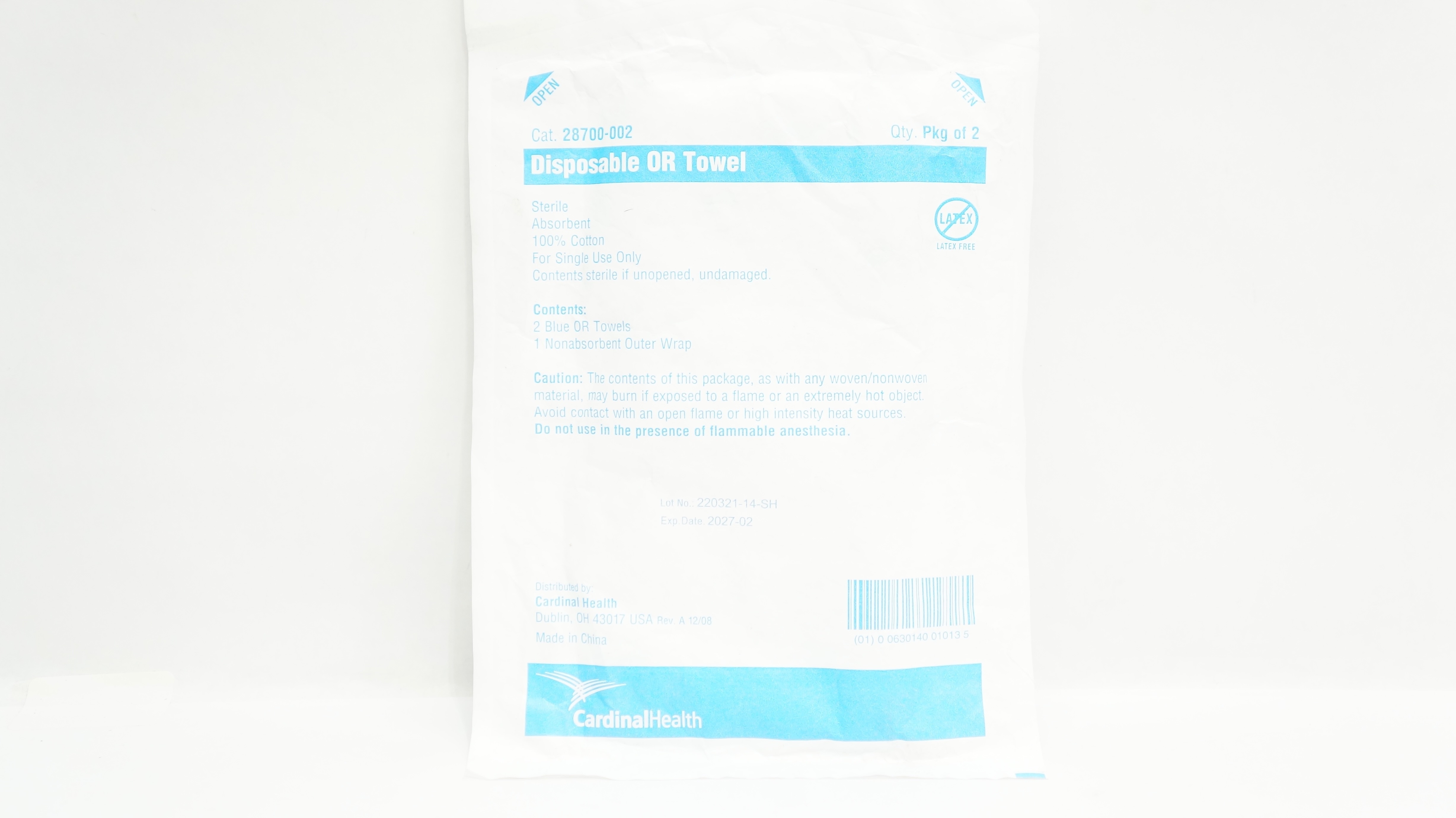 Cardinal Health 28700-002 Disposable OR Towel, Sterile Absorbent - Pack of 2