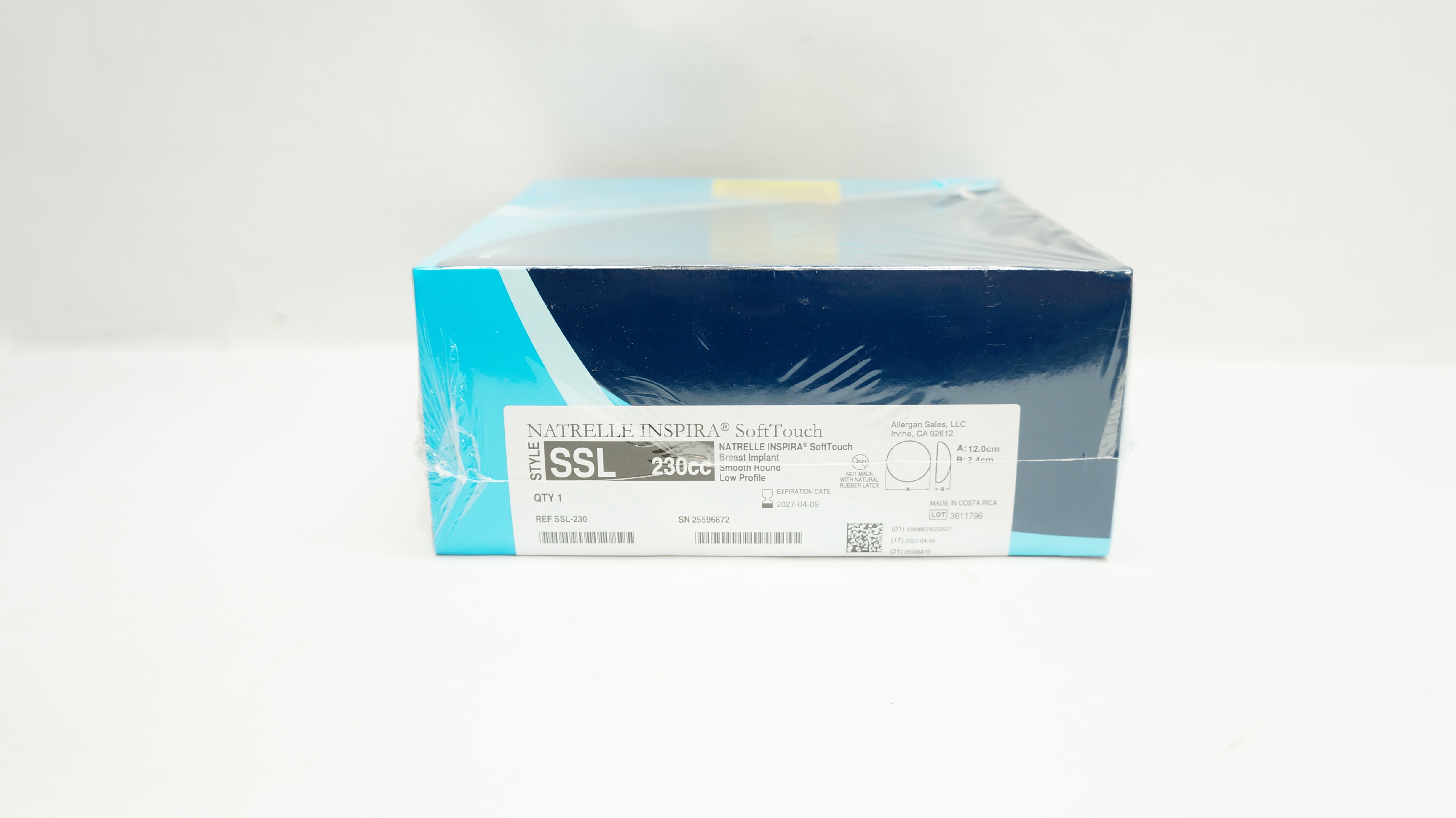 Allergan SSL-230 Natrelle Inspira SoftTouch Breast Implant 12.0cm x 2.4cm