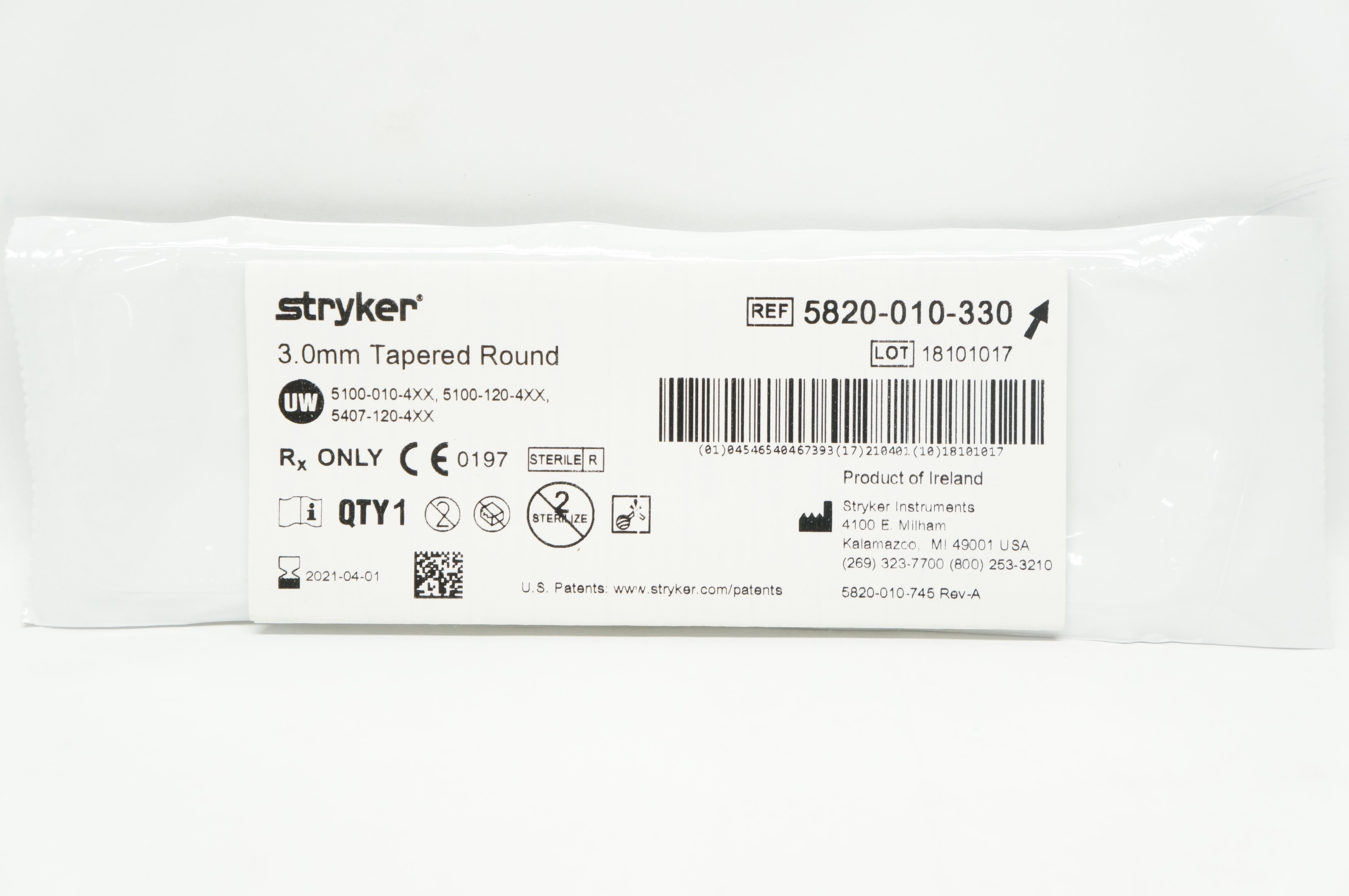 Stryker 5820-010-330 Tapered Round Elite Bur 3.0mm (x)