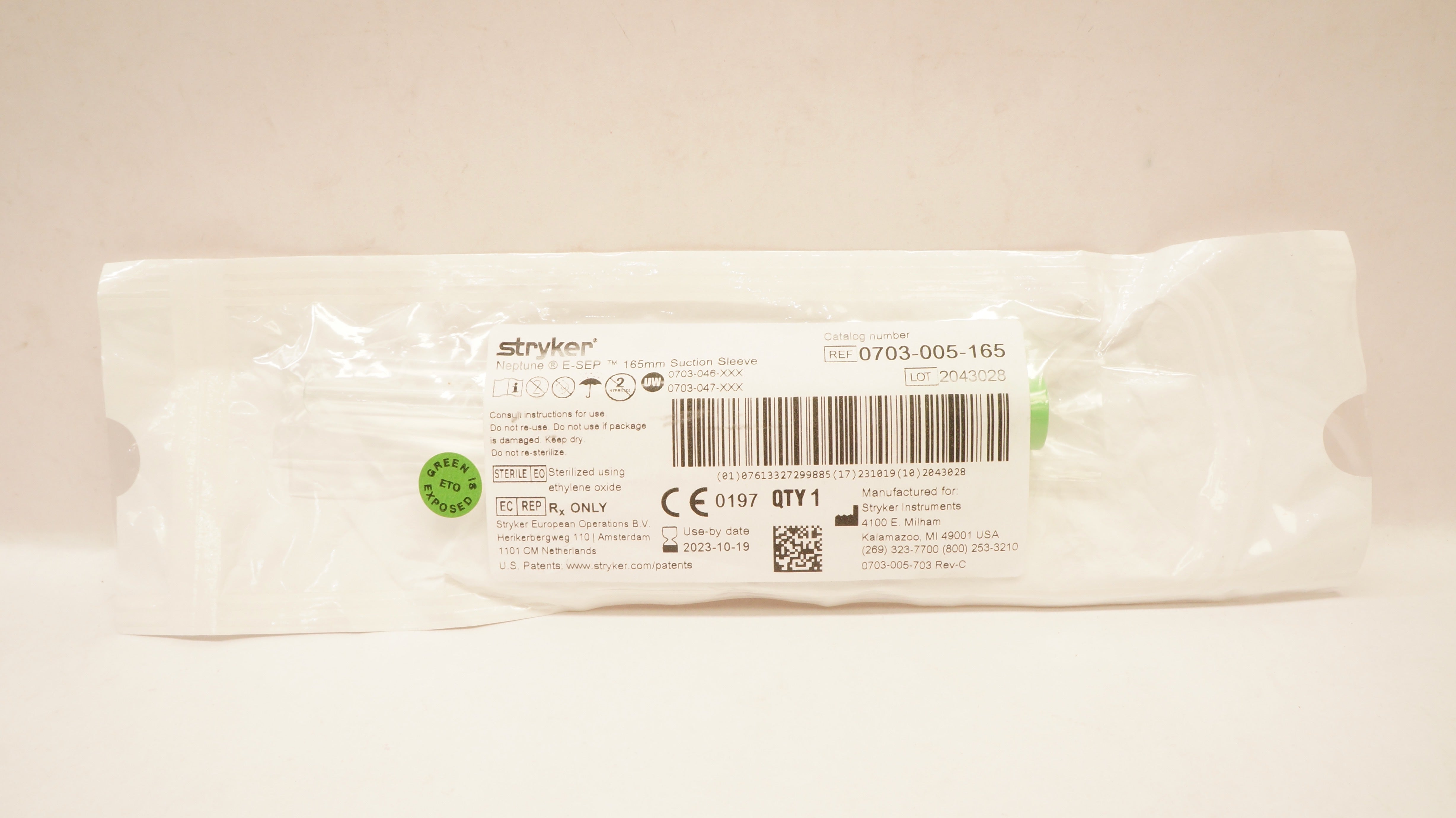 Stryker 0703-005-165 Neptune E-SEP Suction Sleeve 165mm (x)