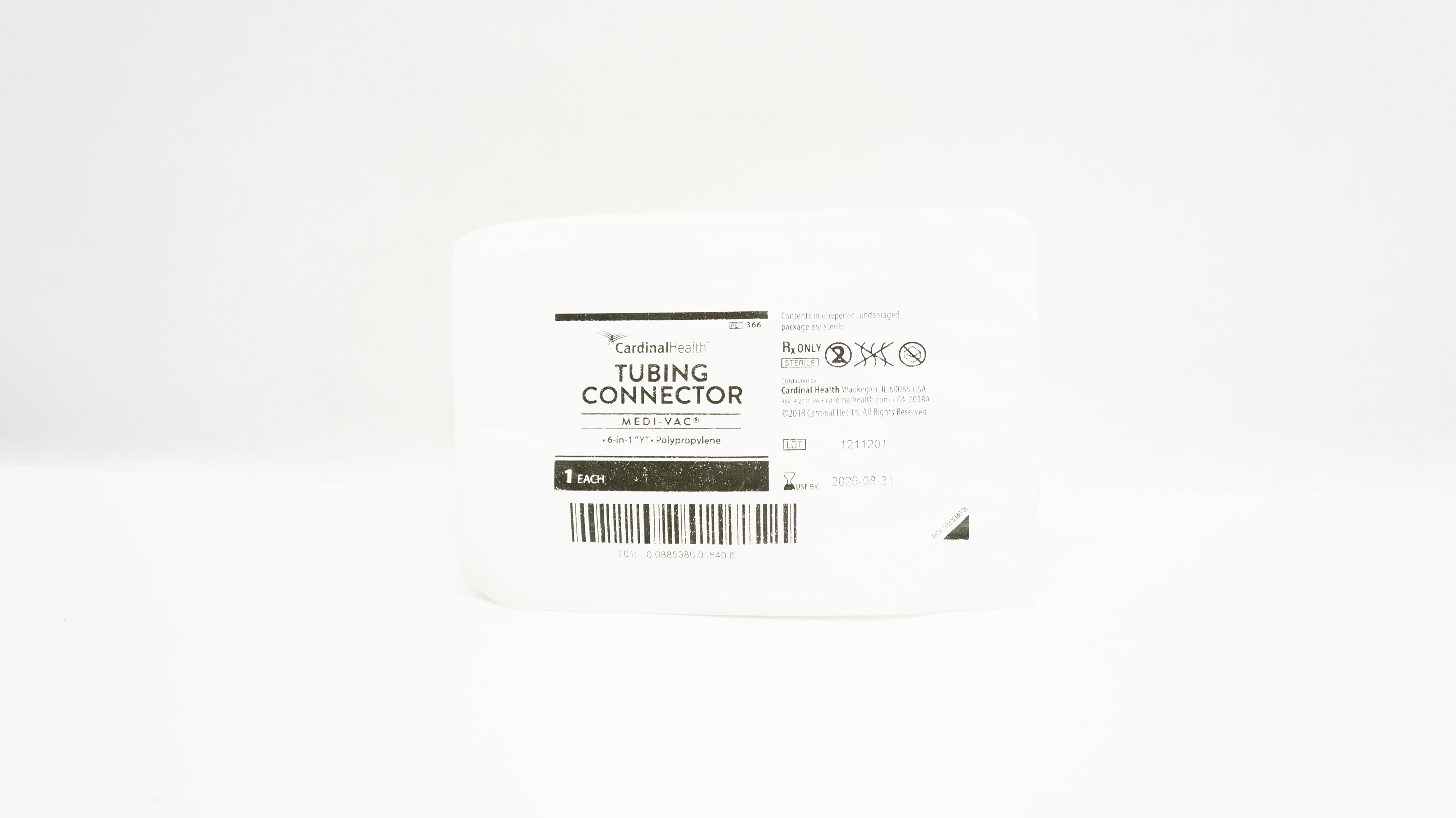 Cardinal Health 366 Medi-Vac Tubing Connector 6 in 1, Y-type, Polypropylene