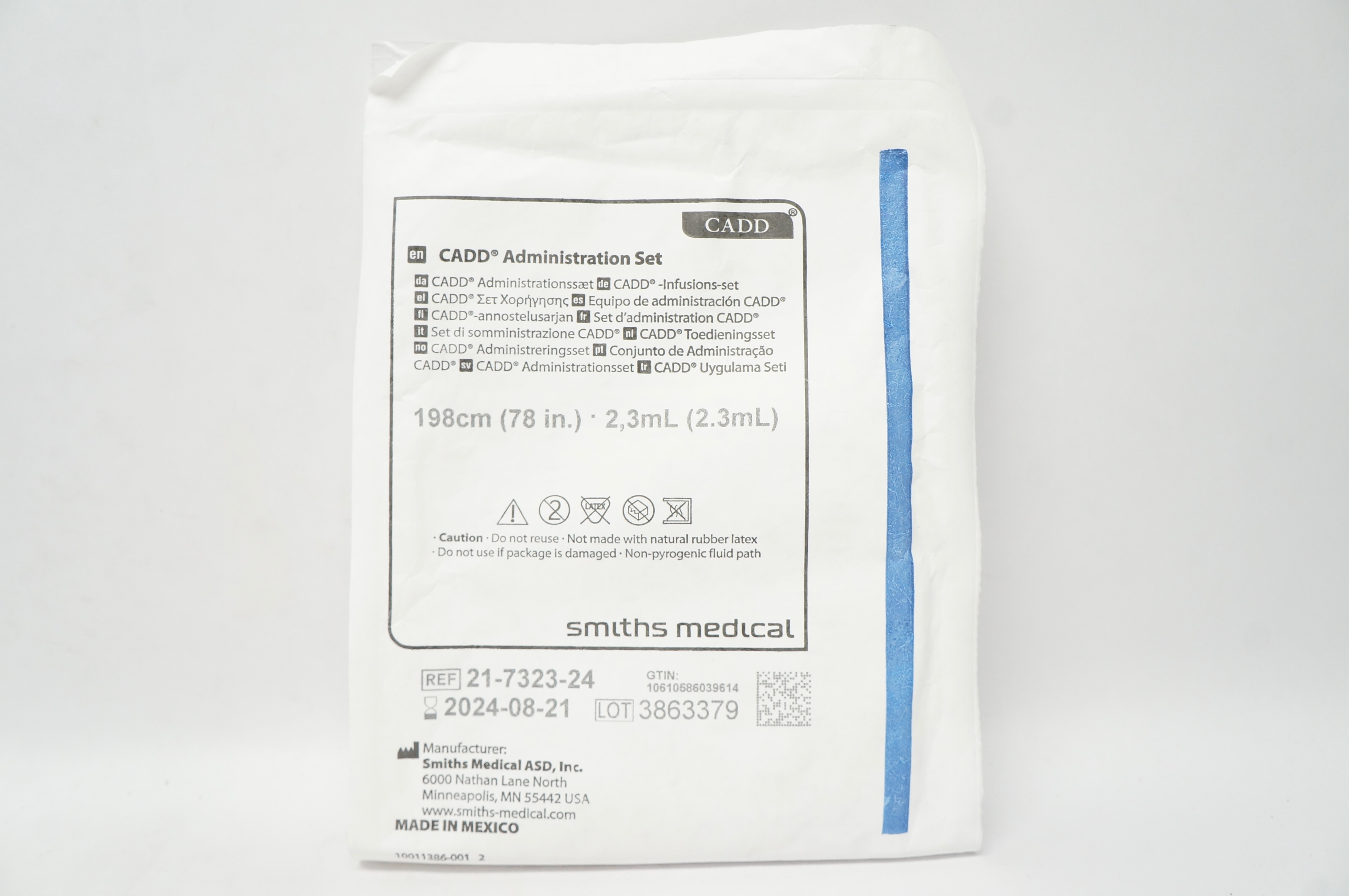 Smiths Medical 21-7323-24 CADD Administration Set 78ml  2.3ml