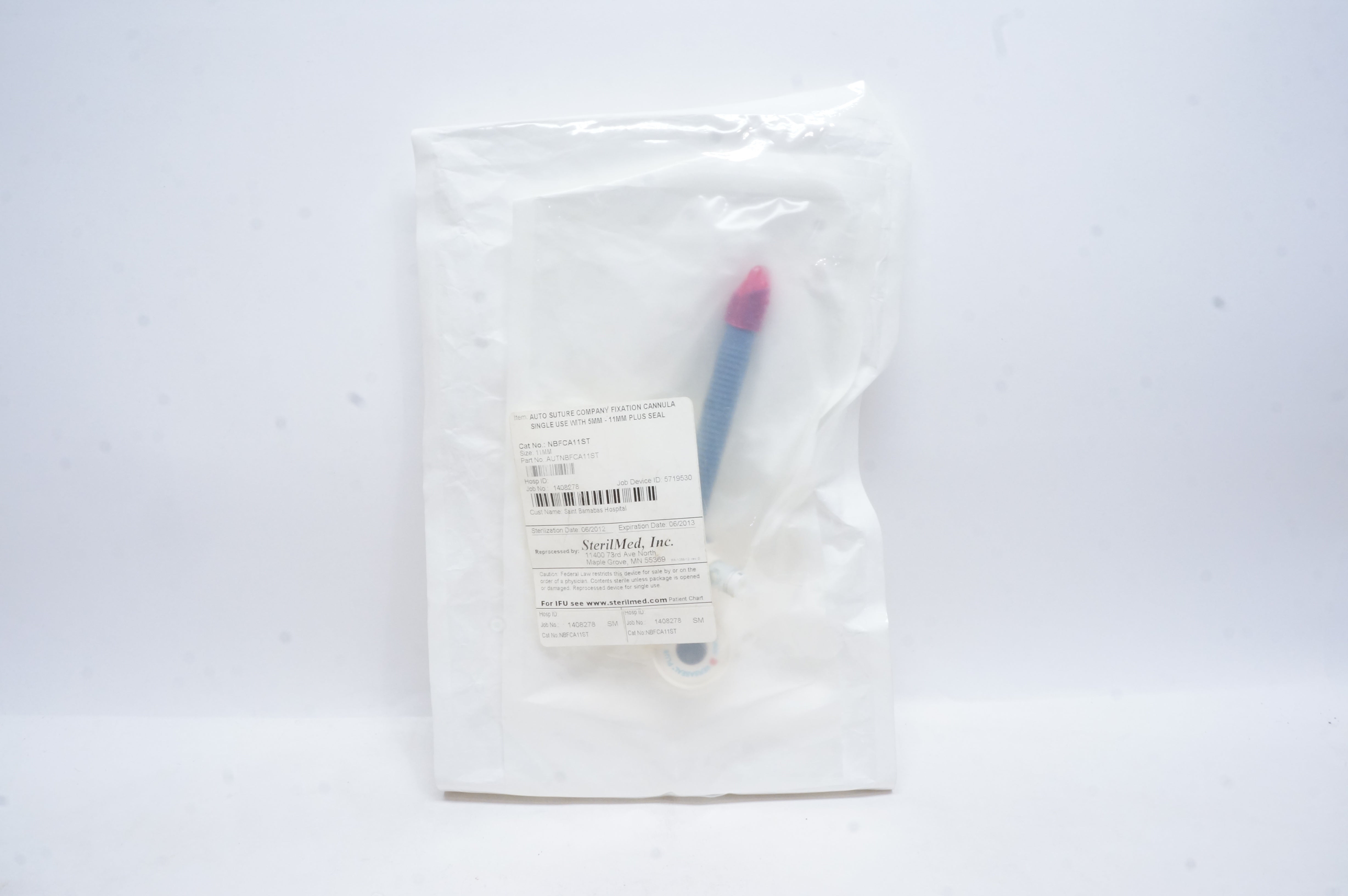 AutoSuture NBFCA11ST Fixation Cannula Single Use with 5mm - 11mm Plus Seal (x)