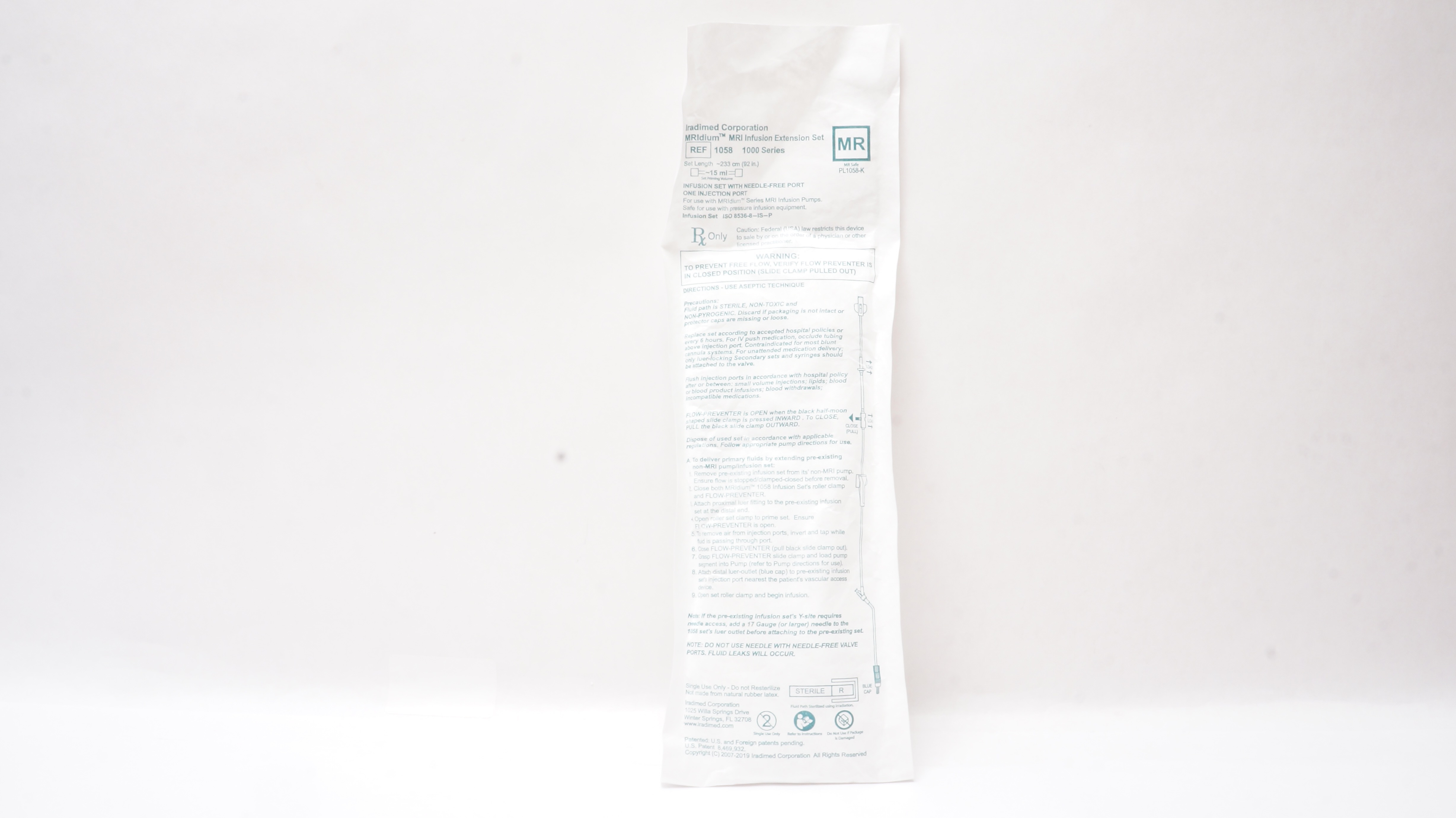 Iradimed 1058 MRIdium MRI Infusion Extension Set 1000 Series 92inch x 15mL