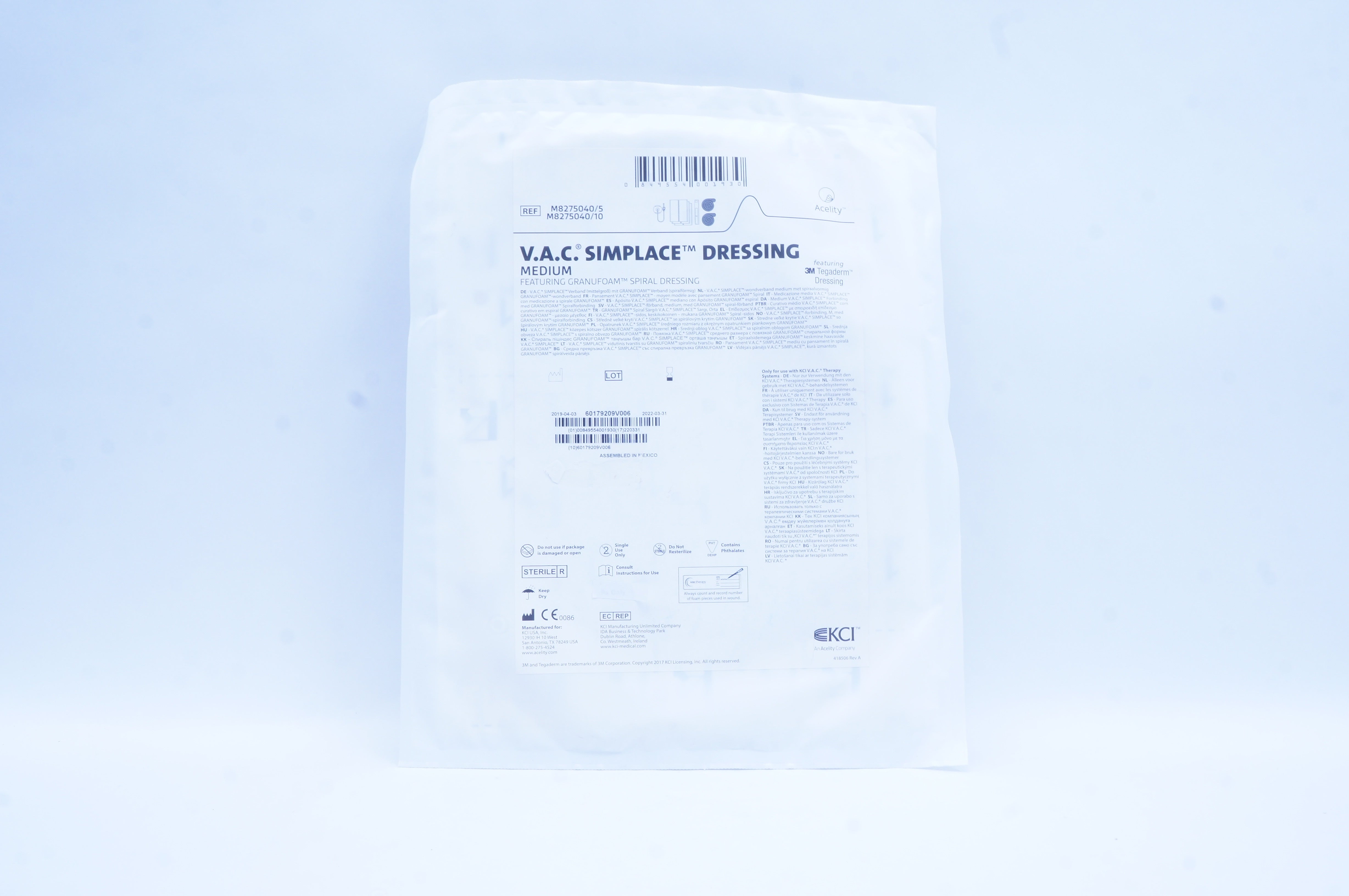 Acelity M8275040/5 KCI V.A.C. Simplace Dressing, Medium
