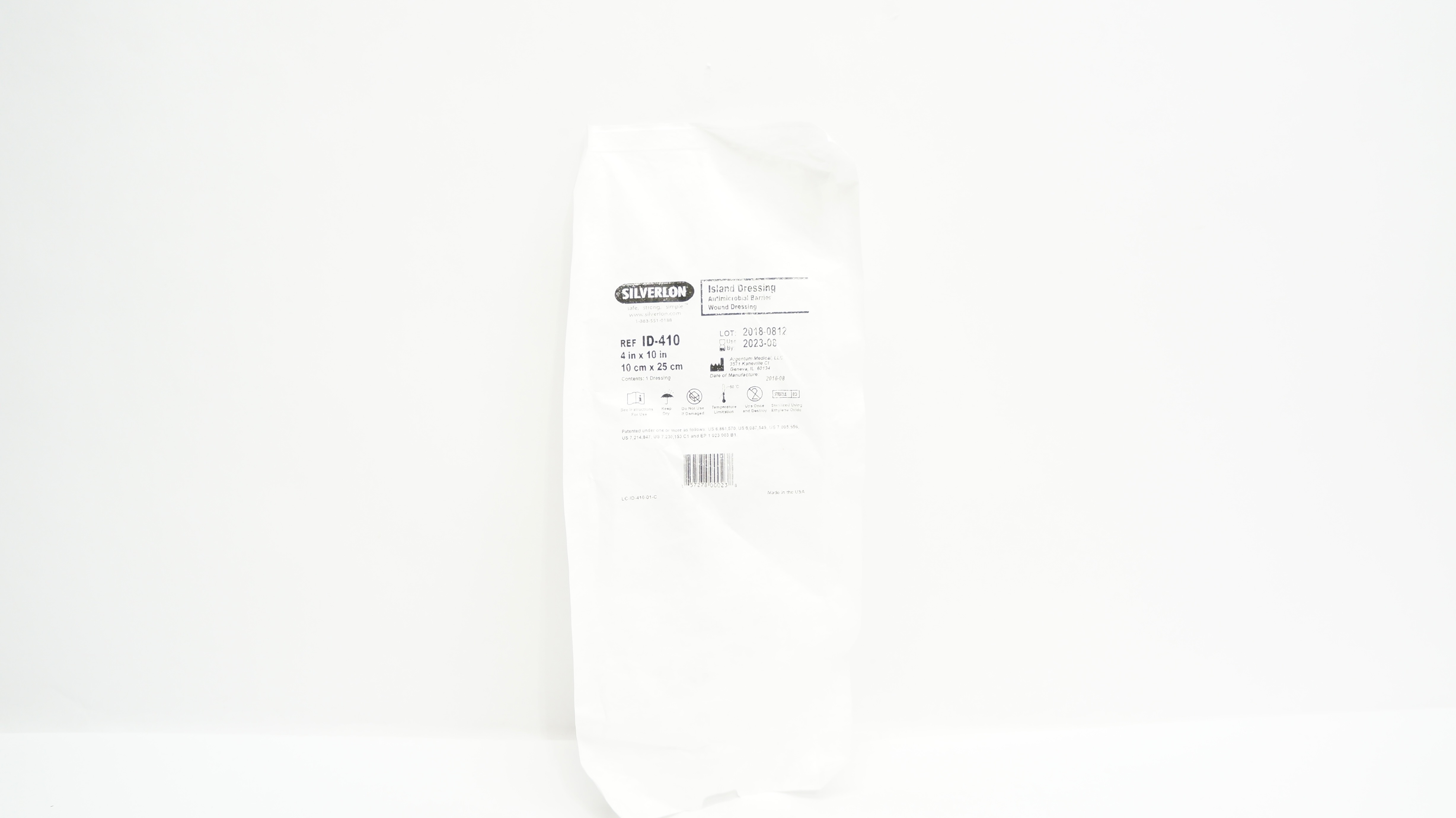 Silverlon ID-410 Island Antibacterial Barrier Wound Dressing 4 x 10inch (x)