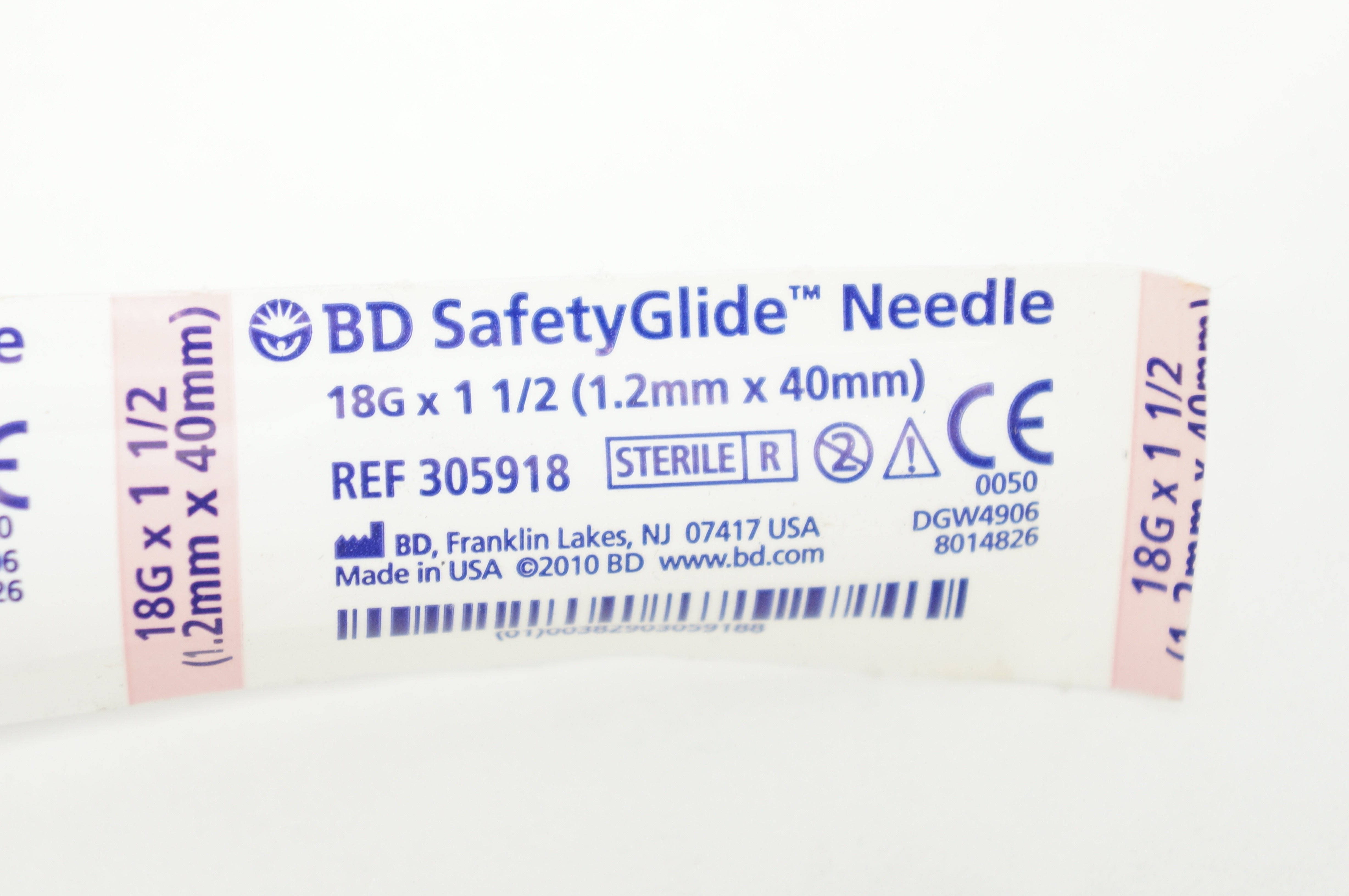 BD 305918 SafetyGlide Ndle 18G x 1-1/2 (x)