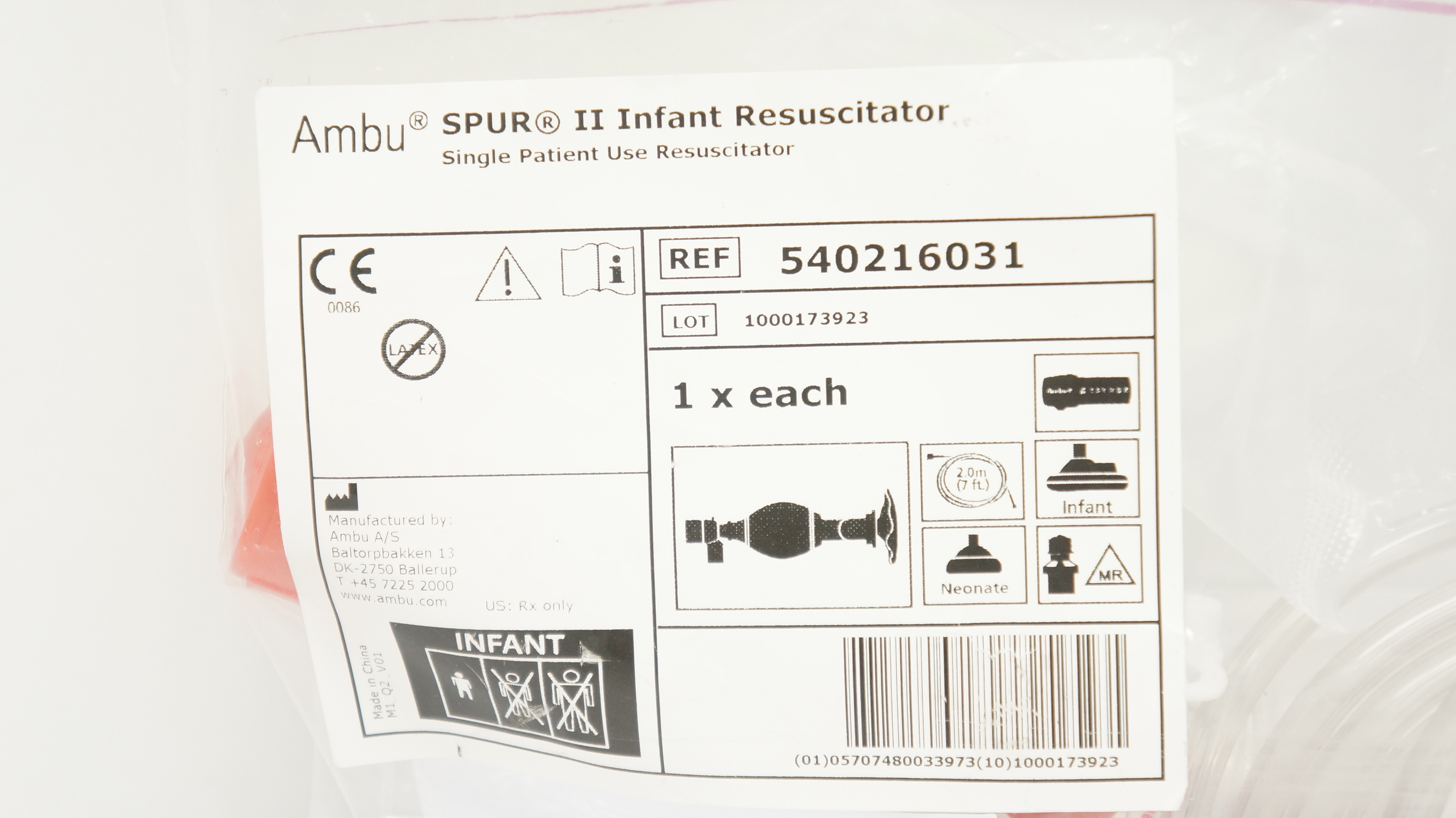 AMBU 540216031 SPUR II Infant Resuscitator 7ft.