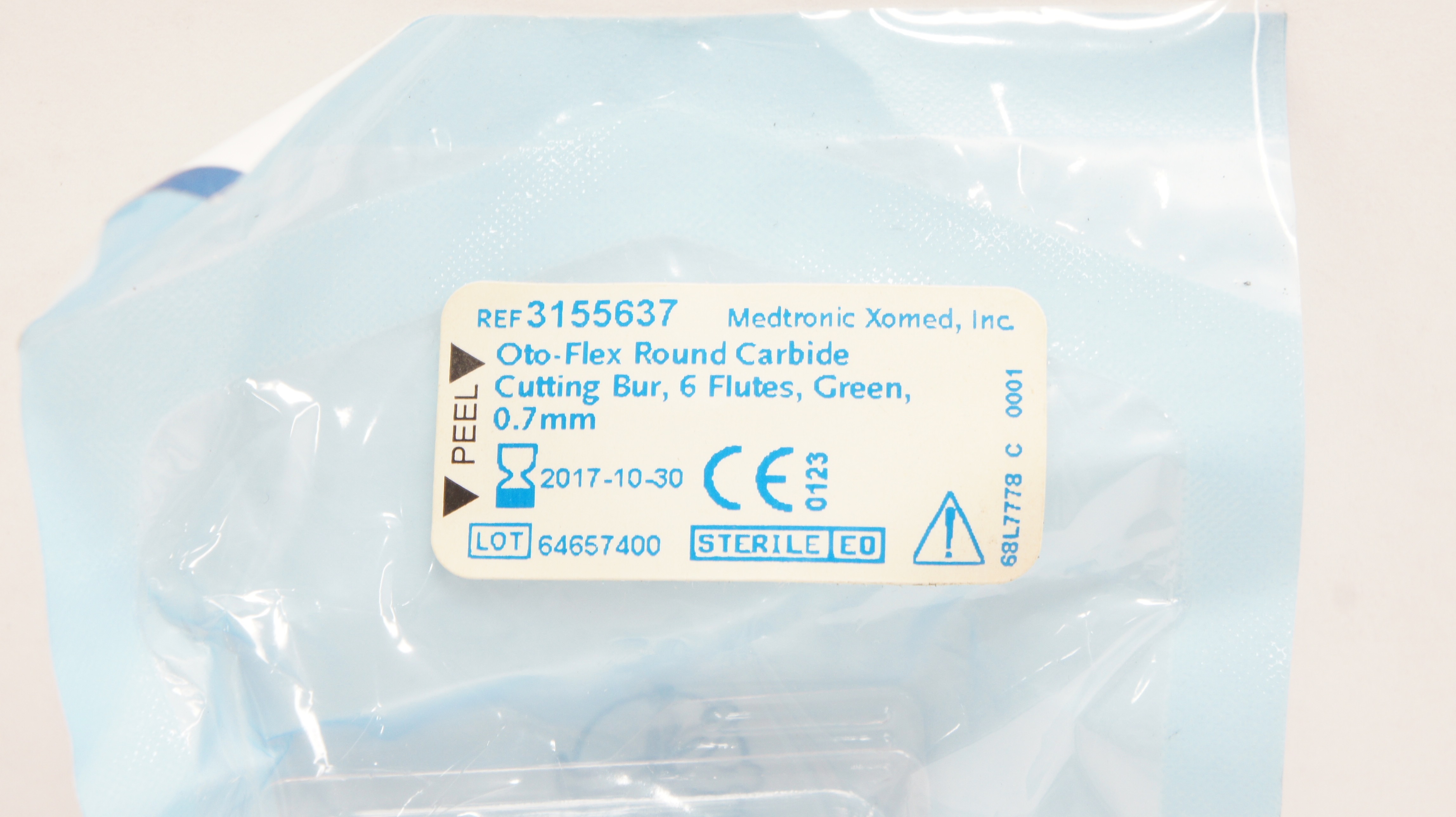 Medtronic 3155637 Oto-Flex Round Carbide Fluted Cutting Bur Green 0.7mm (x)