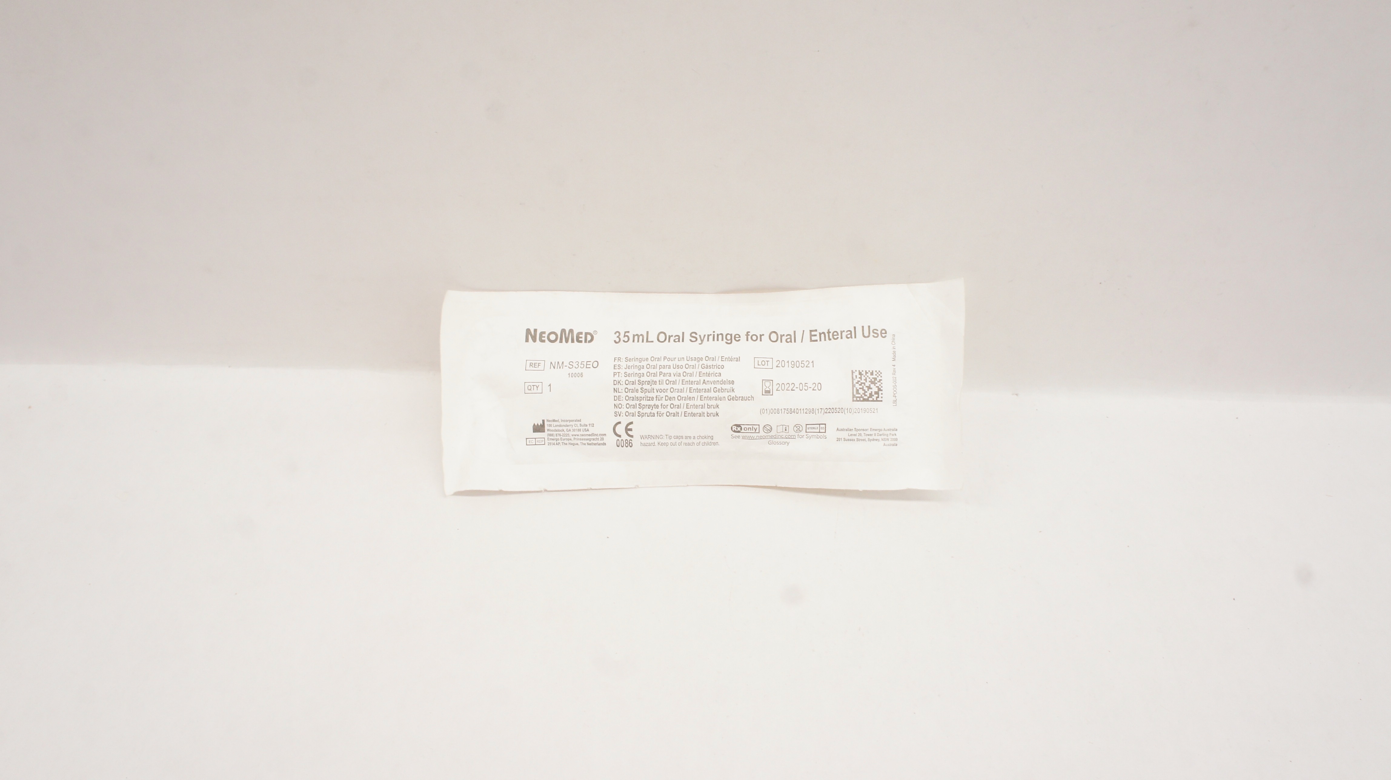 NeoMed NM-S35EO Oral Syringe for Oral/Enteral Use 35mL