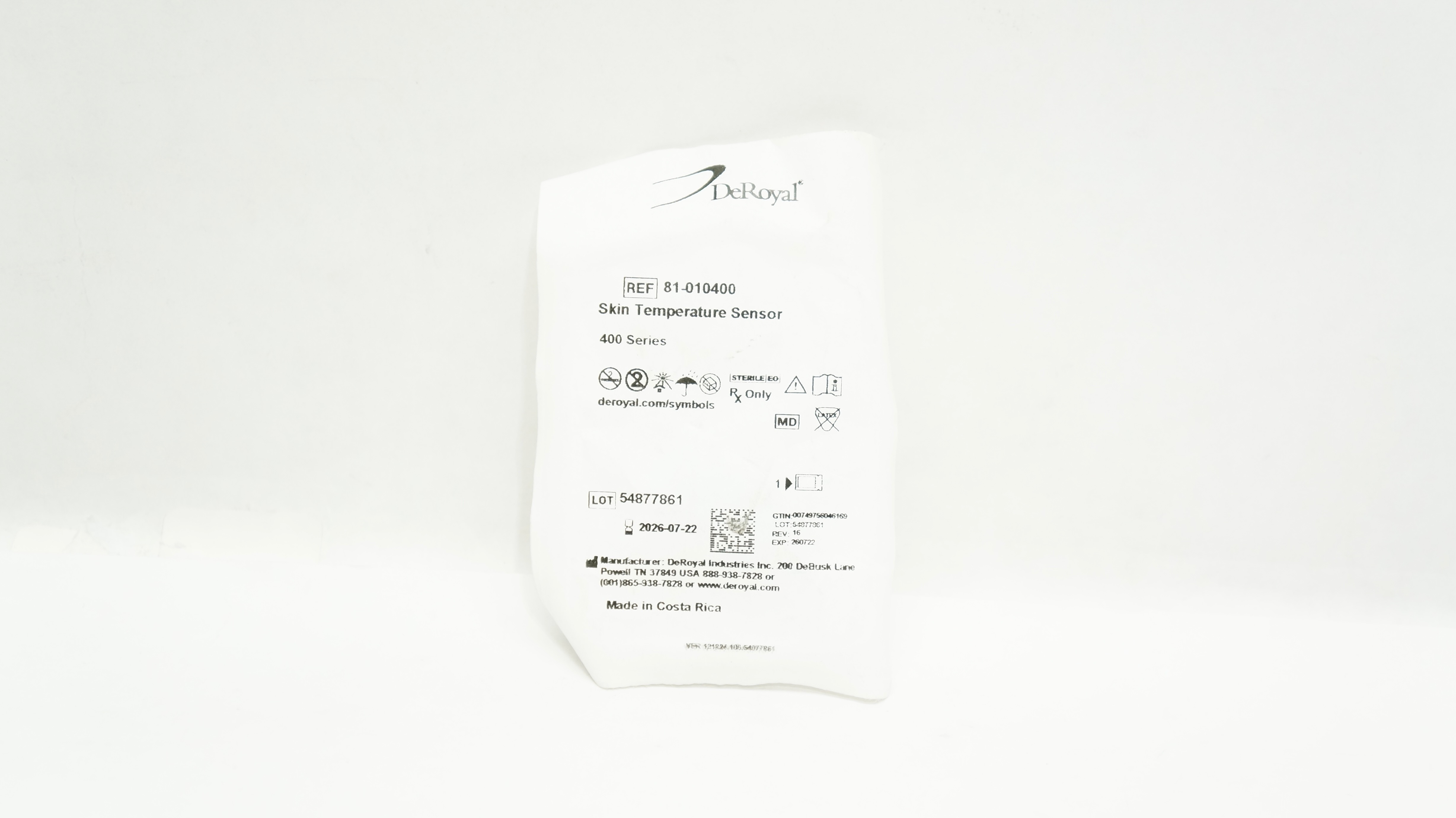 DeRoyal 81-010400 Skin Temperature Sensor 400 Series