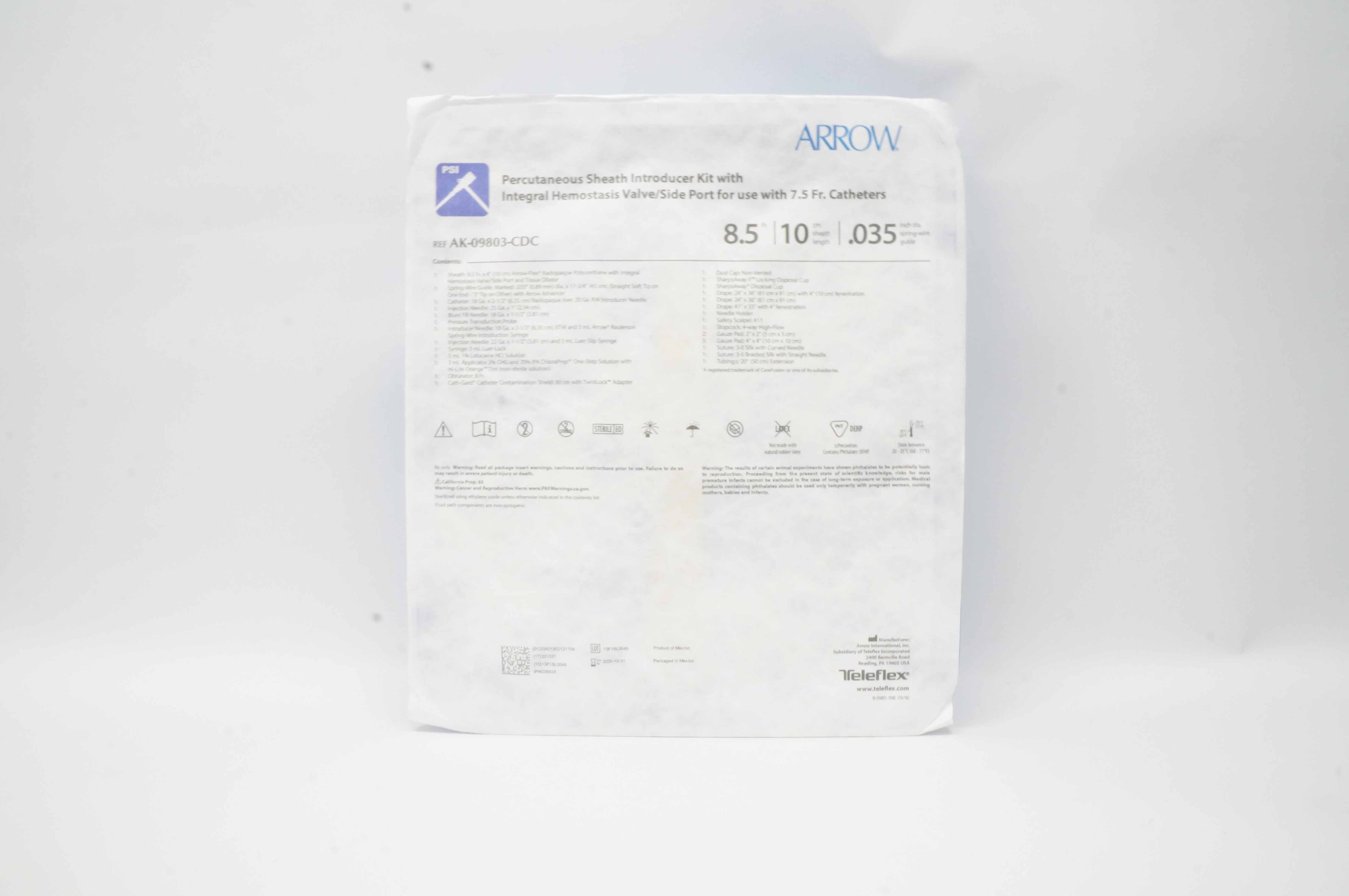 Arrow AK-09803-CDC Percutaneous Introducer Sheath Kit 8.5Fr x 10cm x 0.035in (x)