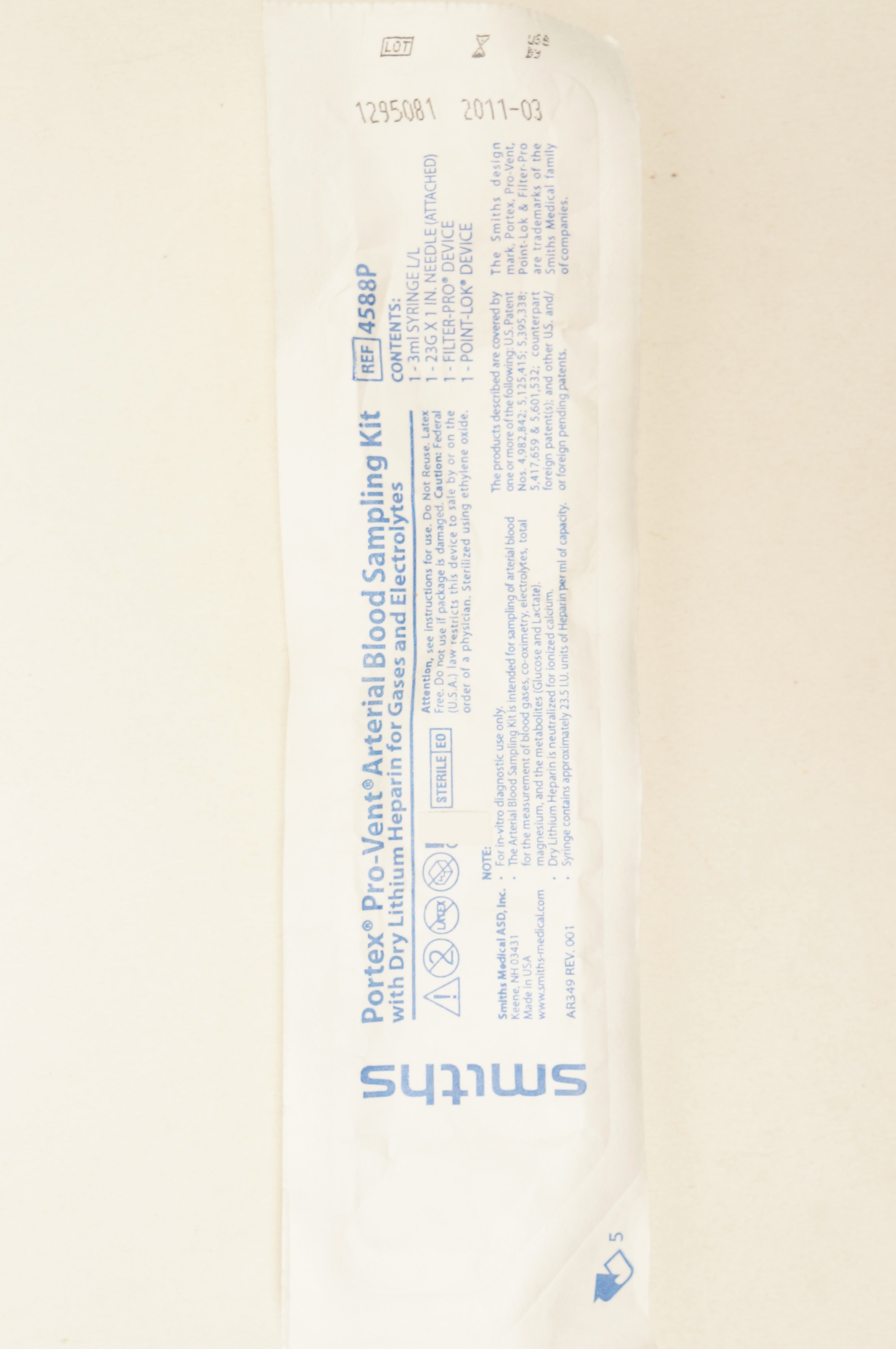 Smiths Medical 4588P Portex Pro-Vent Arterial Blood Sampling Kit (x)