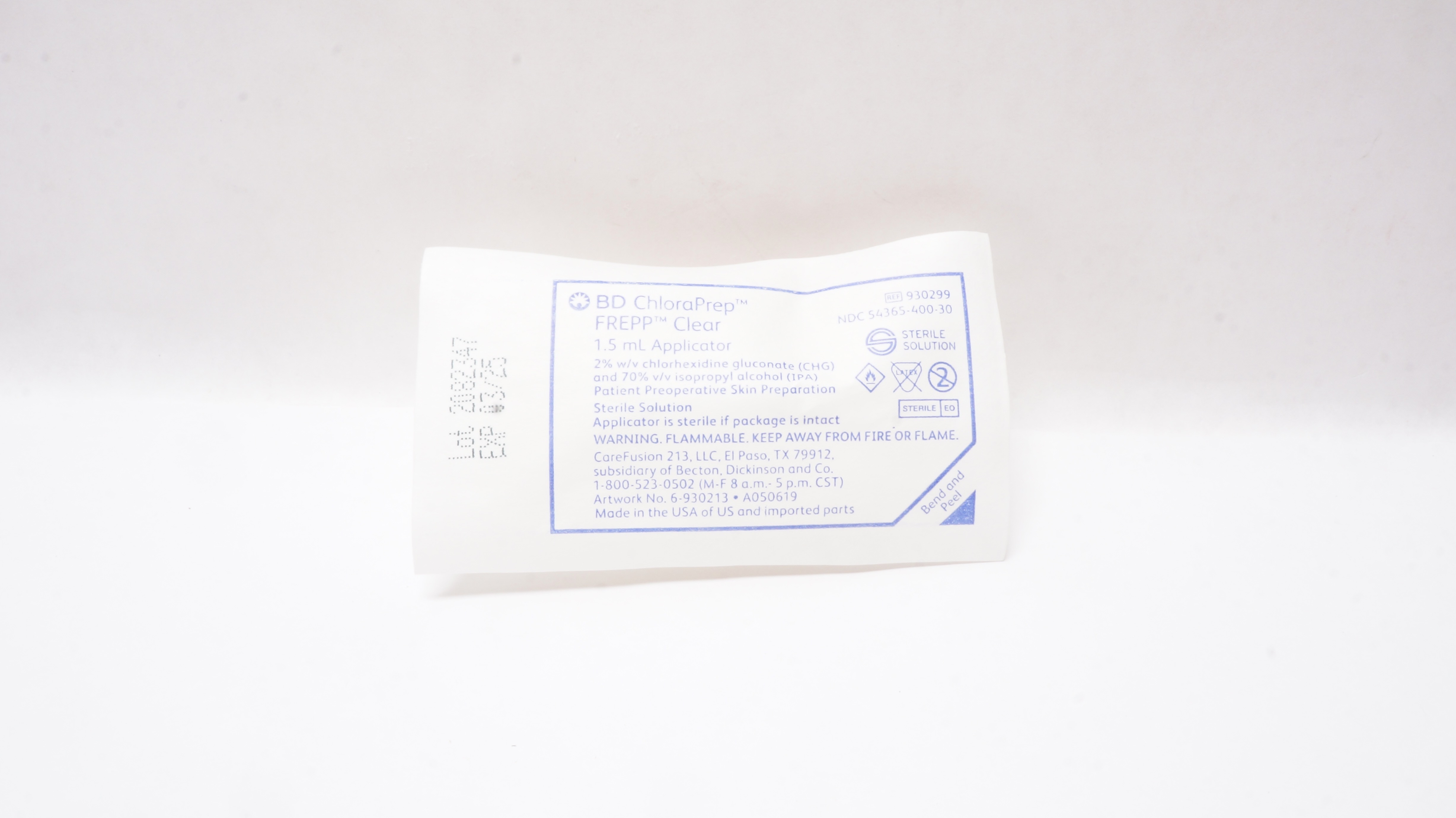 BD 930299 ChloraPrep FREPP Clear 1.5 mL Applicators