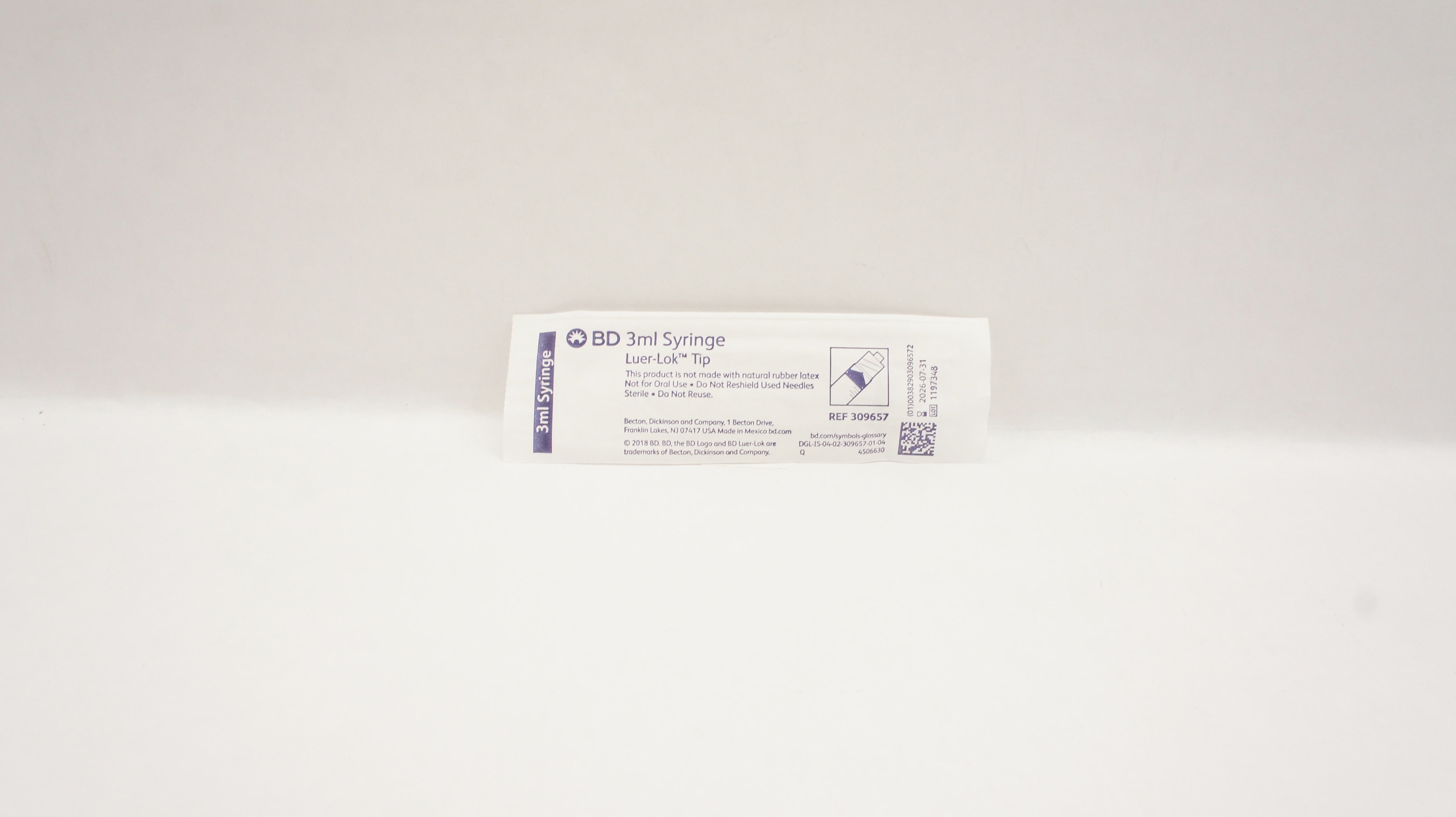 BD 309657 Luer-Lok Tip 3mL Syringe